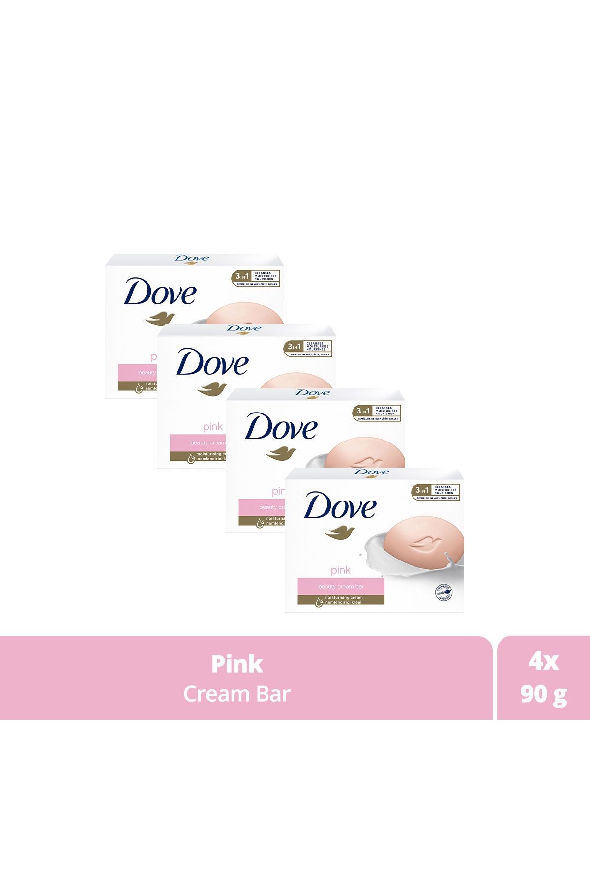 Beauty Cream Bar Katı Güzellik Sabunu Pink Nemlendirici Etkili 90 G X4 Adet