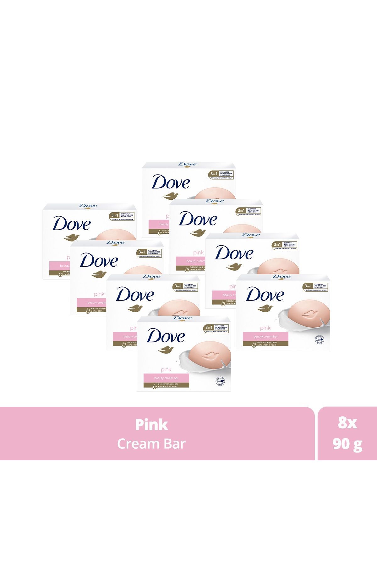 Beauty Cream Bar Katı Güzellik Sabunu Pink Nemlendirici Etkili 90 G X8 Adet