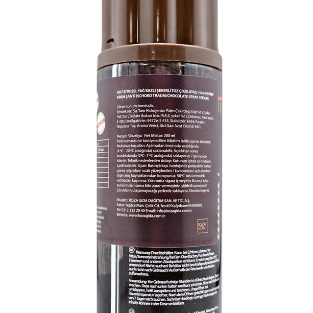 Schlagfix Çikolatalı Sprey Krema 200 Ml