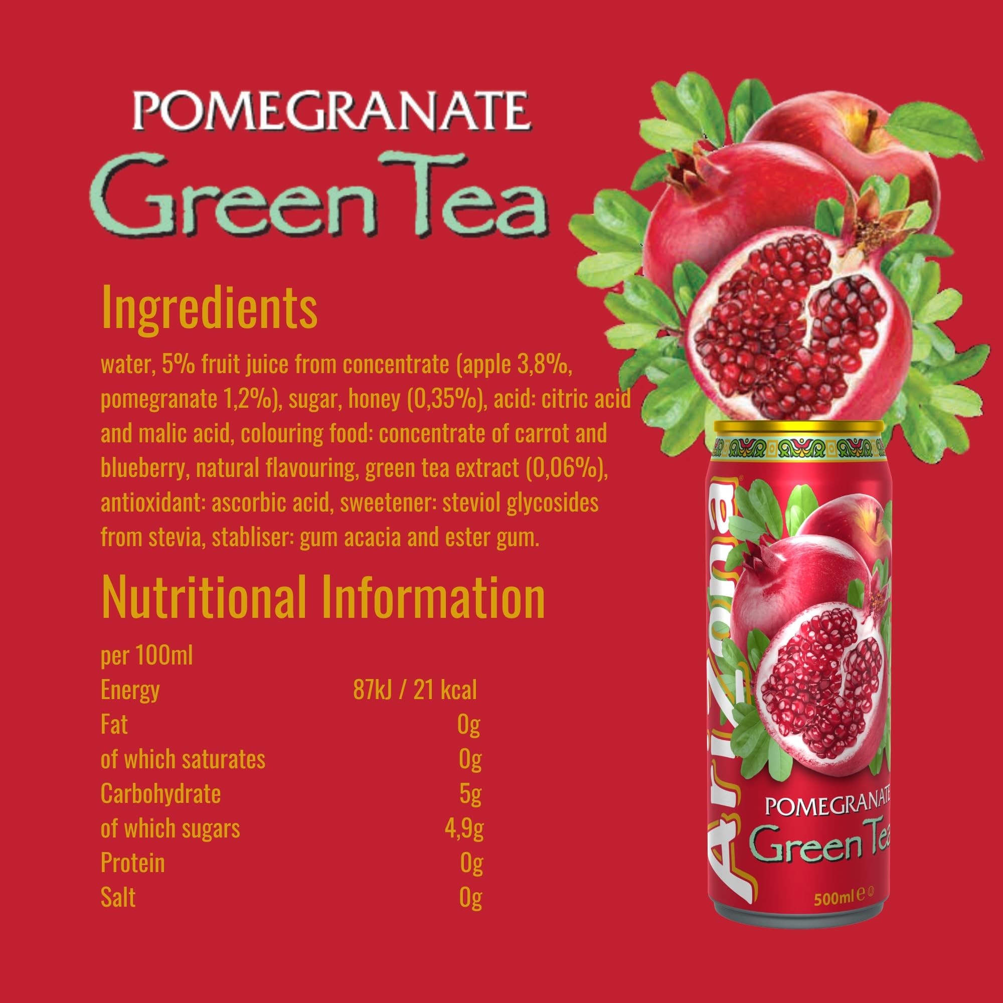 Arizona Green Tea Pomegranate Iced Tea 500 Ml