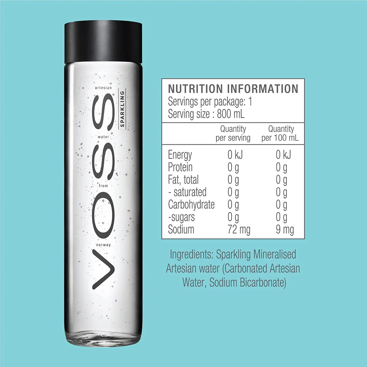 Voss Sparkling Water 800 Ml