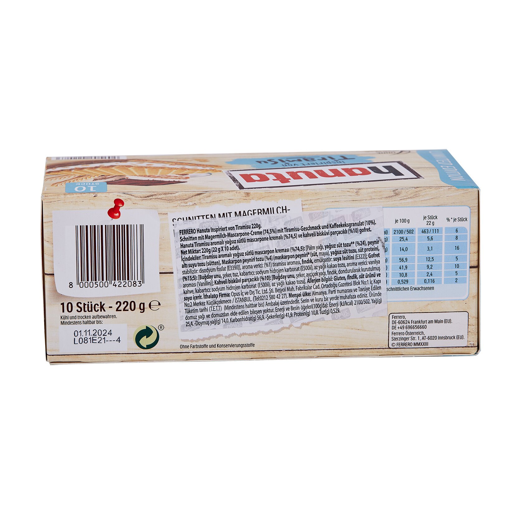 Kinder Hanuta Tiramisu 220 Gr
