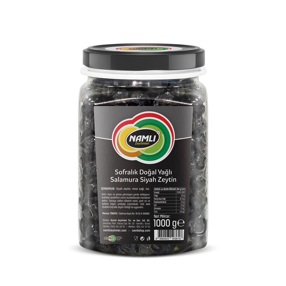 Namlı Yağlı Salamura Gemli̇k Ti̇pi̇ 231-260 Kb Si̇yah Zeyti̇n 1000 Gr