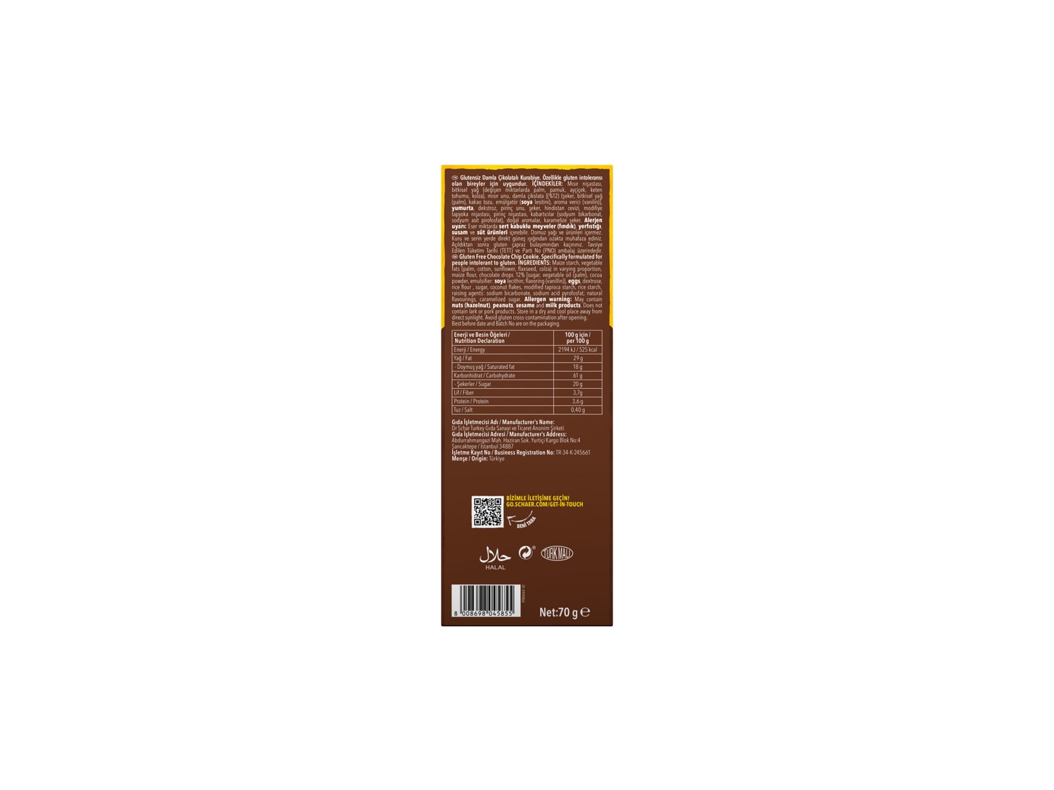 Schär Chocotti Damla Çikolatalı Kurabiye 70 Gr