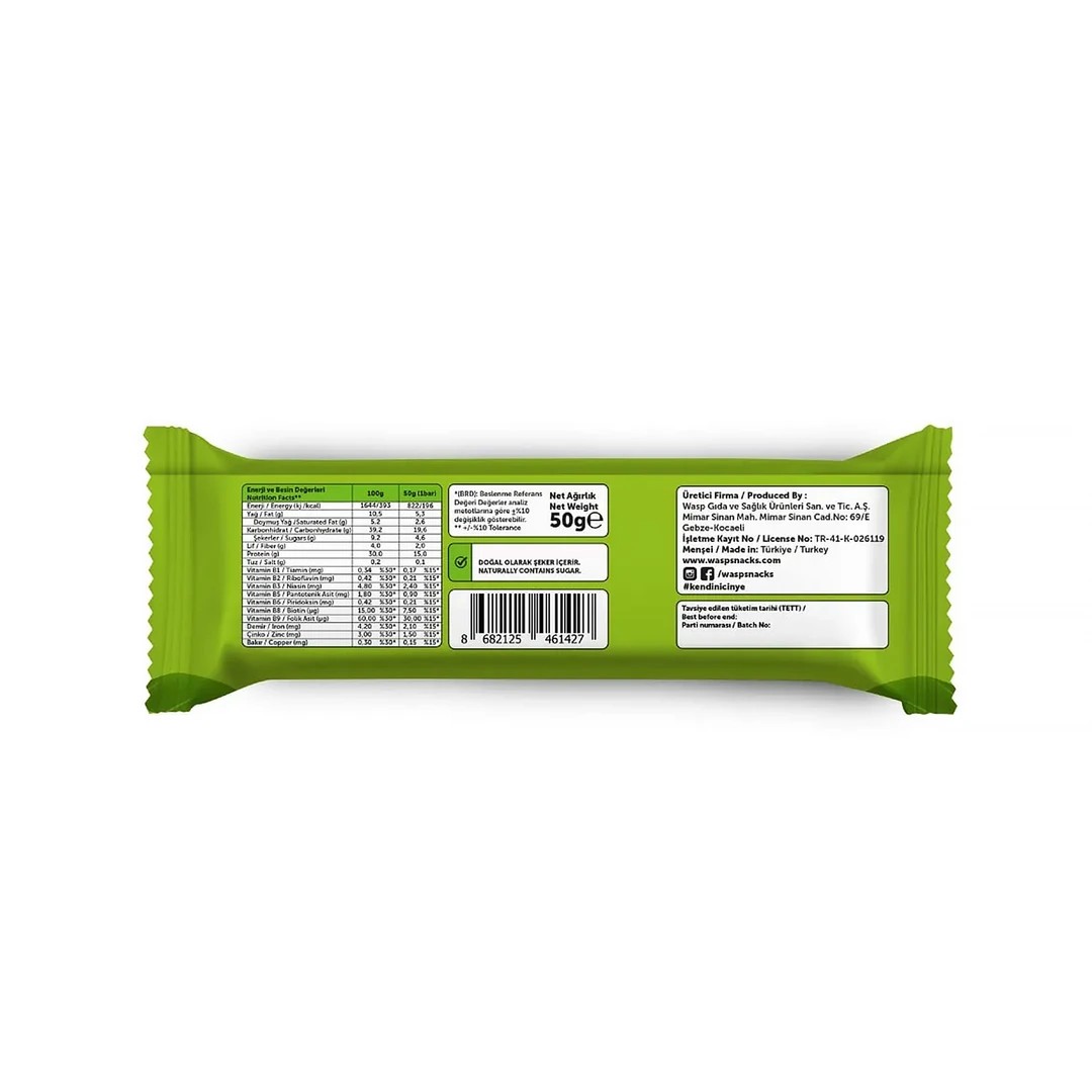 Waspco Antep Fıstıklı Protei̇n Bar 50 Gr