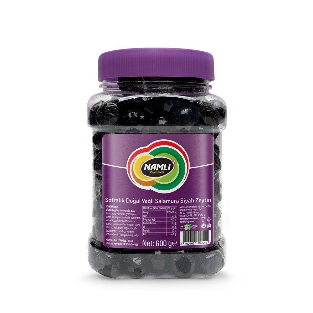 Namlı Yağlı Salamura Gemli̇k Ti̇pi̇ 291-350 Kb Si̇yah Zeyti̇n 600 Gr