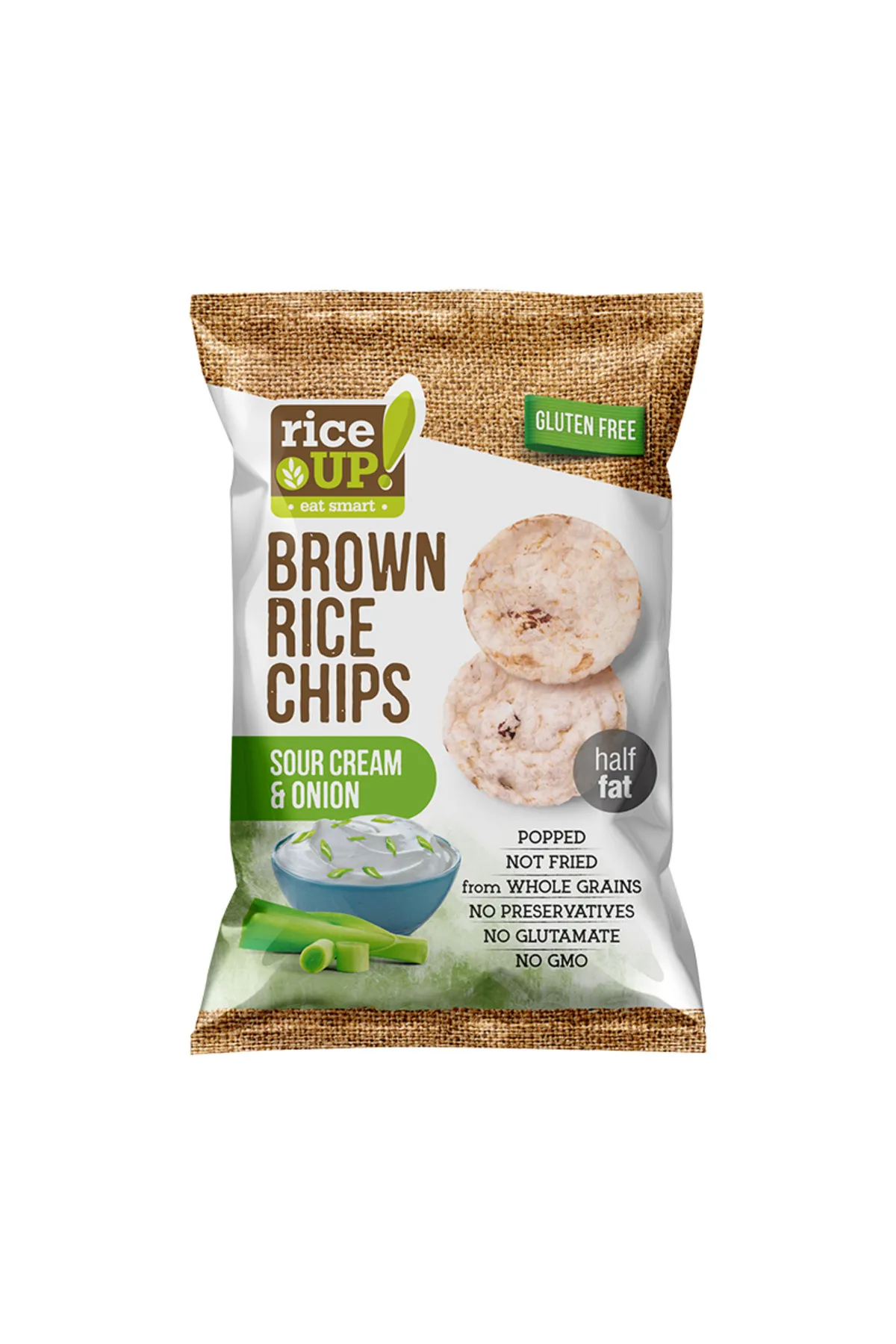 Rice Up Ekşi Krema ve Soğanlı Kahverengi Pirinç Cipsi 60 Gr