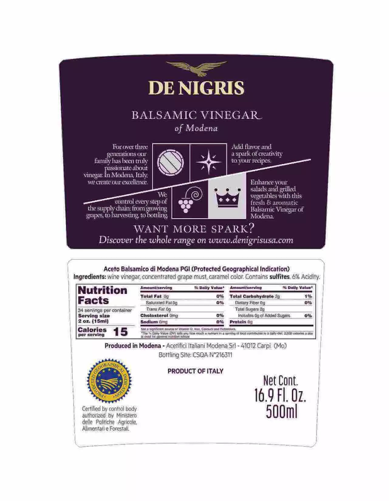 De Nigris Balzami̇k Sirke 500 Ml