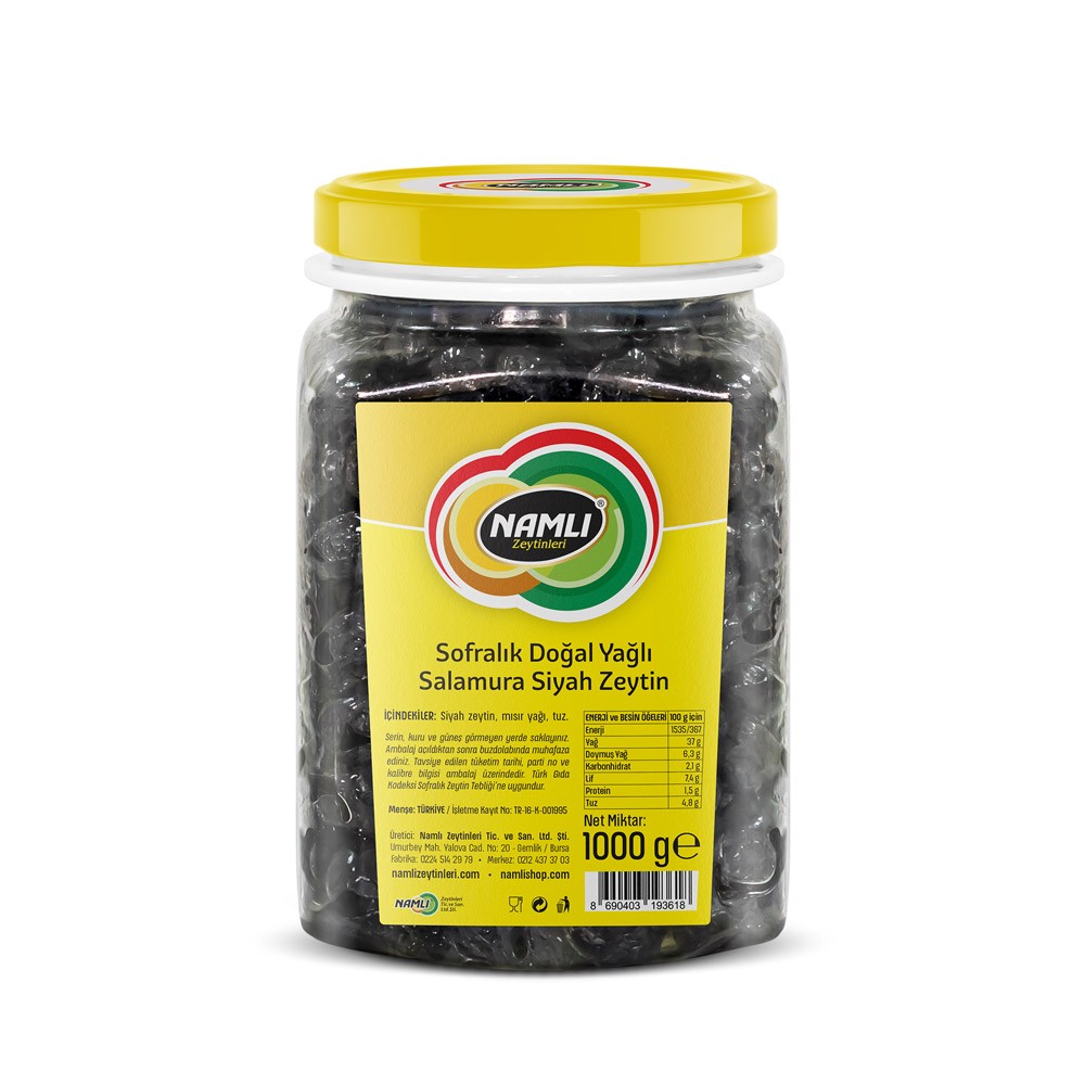 Namlı Yağlı Salamura Gemli̇k Ti̇pi̇ 261-290 Kb Si̇yah Zeyti̇n 1000 Gr