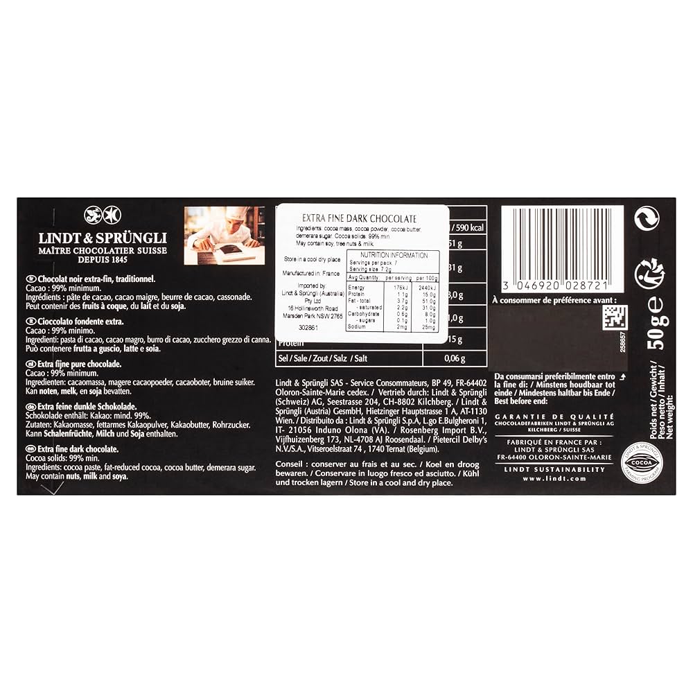 Lindt Excellence %99 Cocoa Çikolata 50 Gr