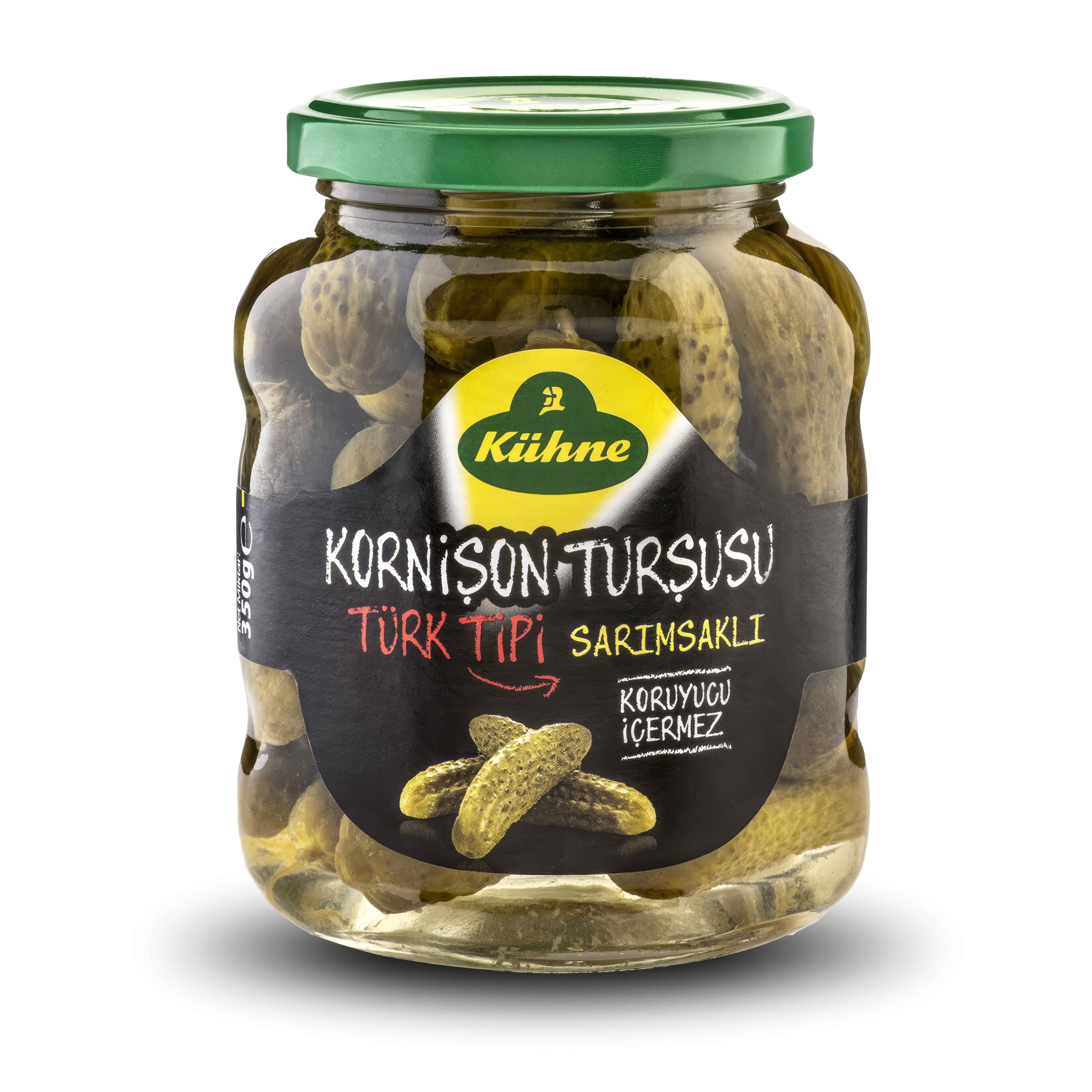 Kühne Türk Ti̇pi̇ Sarımsaklı Korni̇şon Turşu 350 Gr