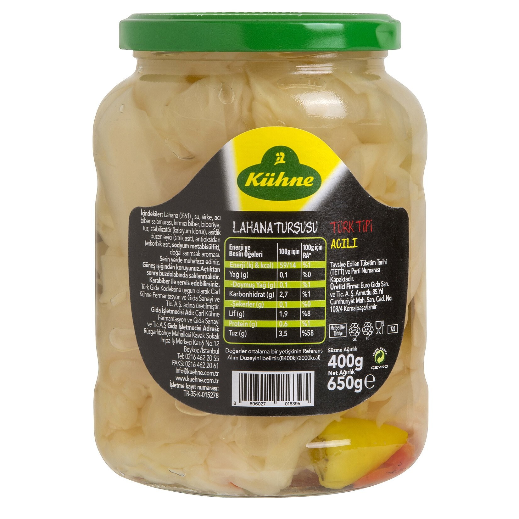 Kühne Acıli Lahana Turşusu 650 Gr