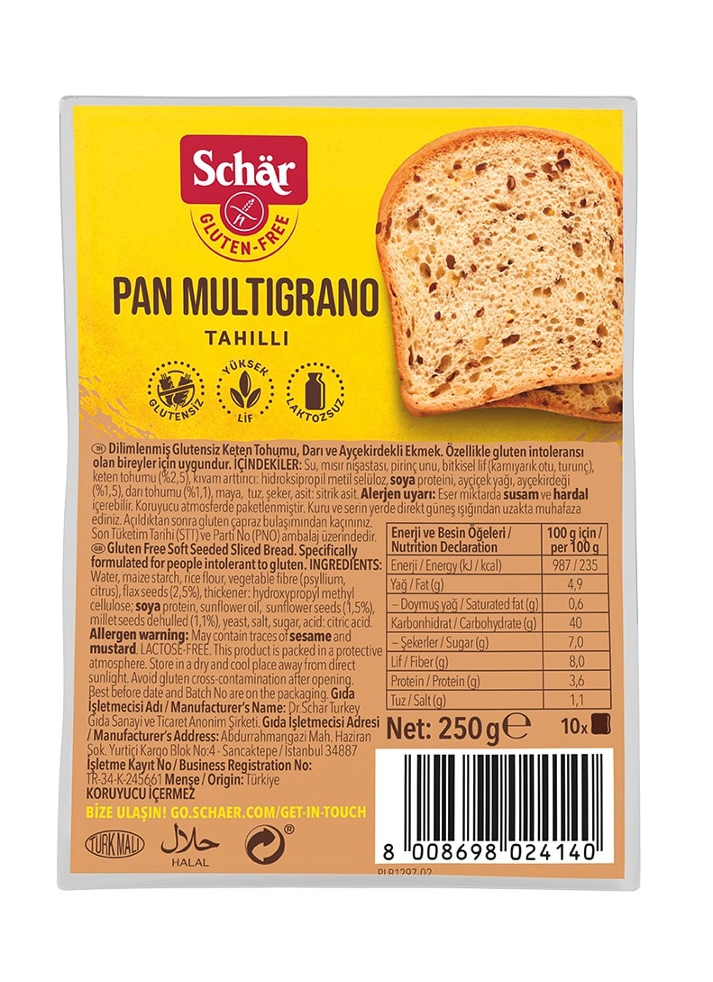Schär Pan Multigrano Tahıllı Ekmek 250 Gr