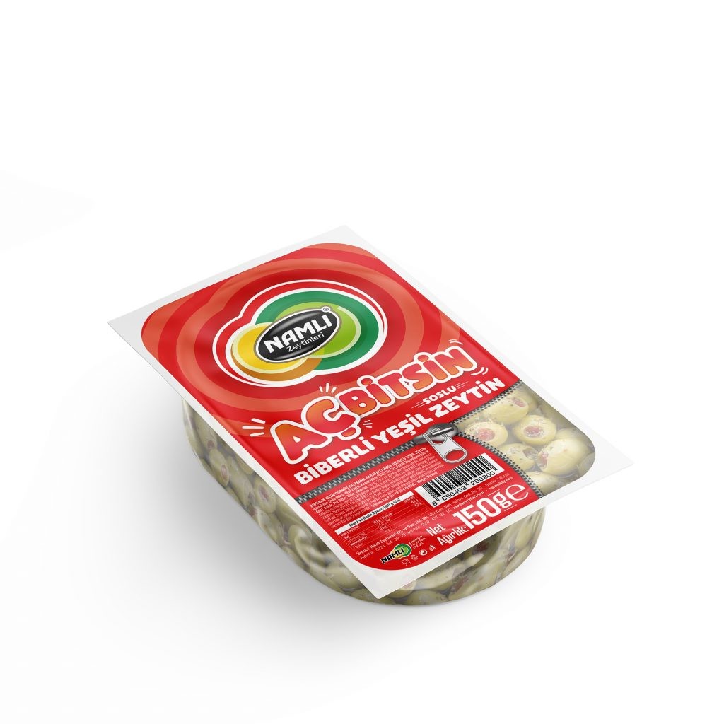 Namlı Aç Bi̇tsi̇n Bi̇berli̇ Yeşi̇l Zeyti̇n 150 Gr