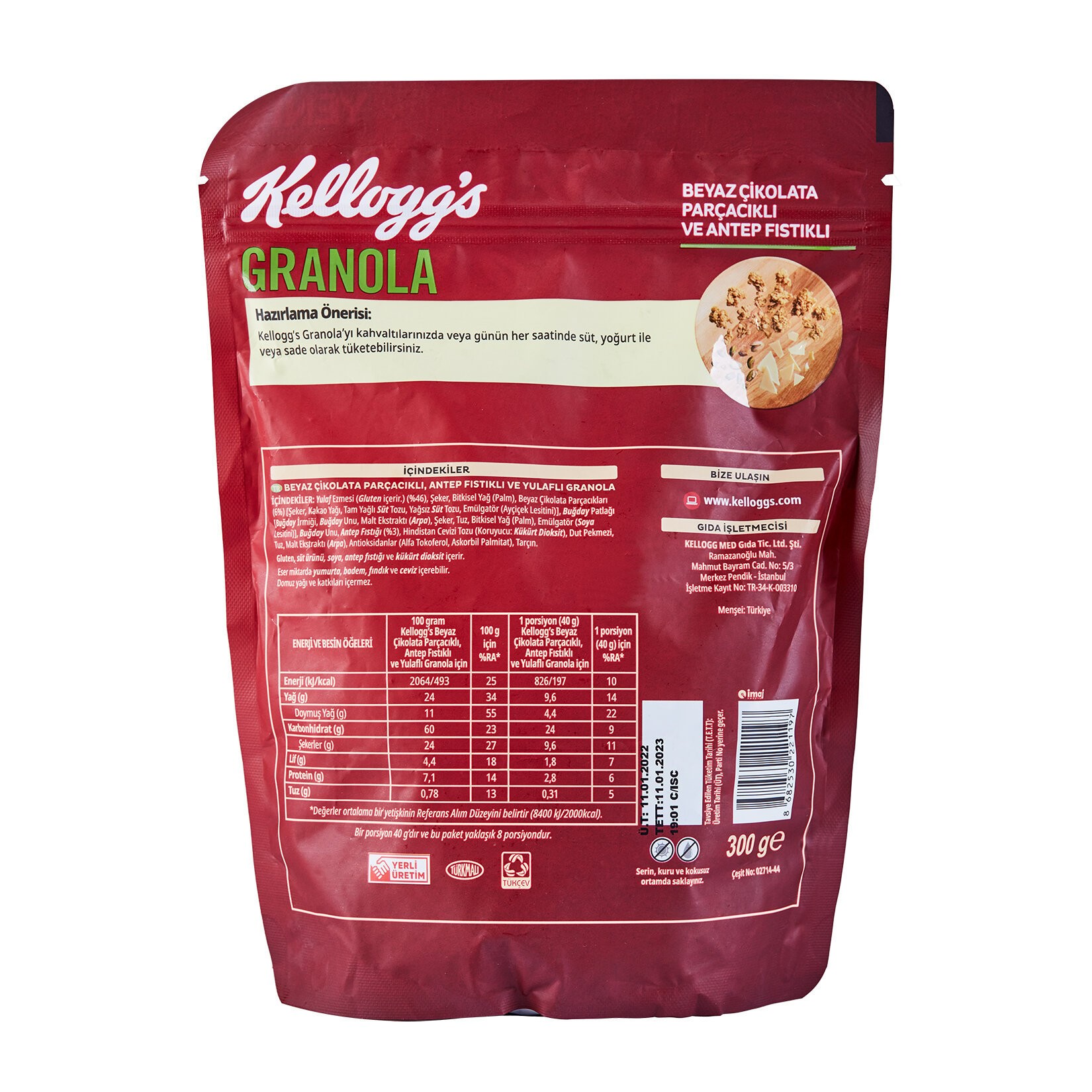 Kellogg's Beyaz Çi̇kolata Ve Antep Fıstıklı Granola 300 Gr