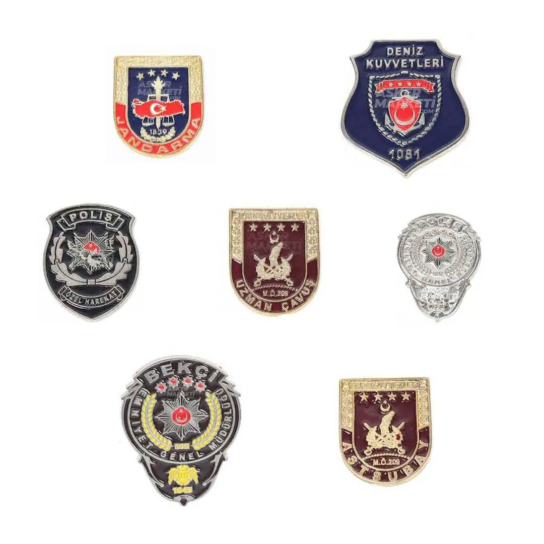 metal askeri rozetler bekci polis kara kuvvetleri