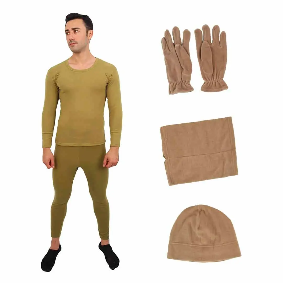 Nano Yeşili Termal İçlik Takımı Polar Bere Boyunluk Eldiven