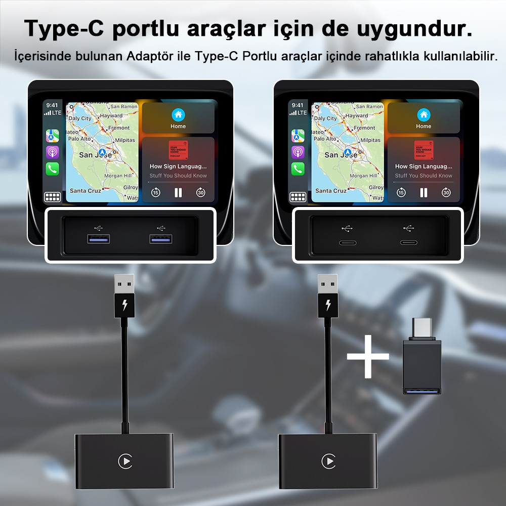 XONECT kablosuz Carplay Adaptör, Kablolu CarPlay Kablosuza dönüştürün, kablolardan kurtulun