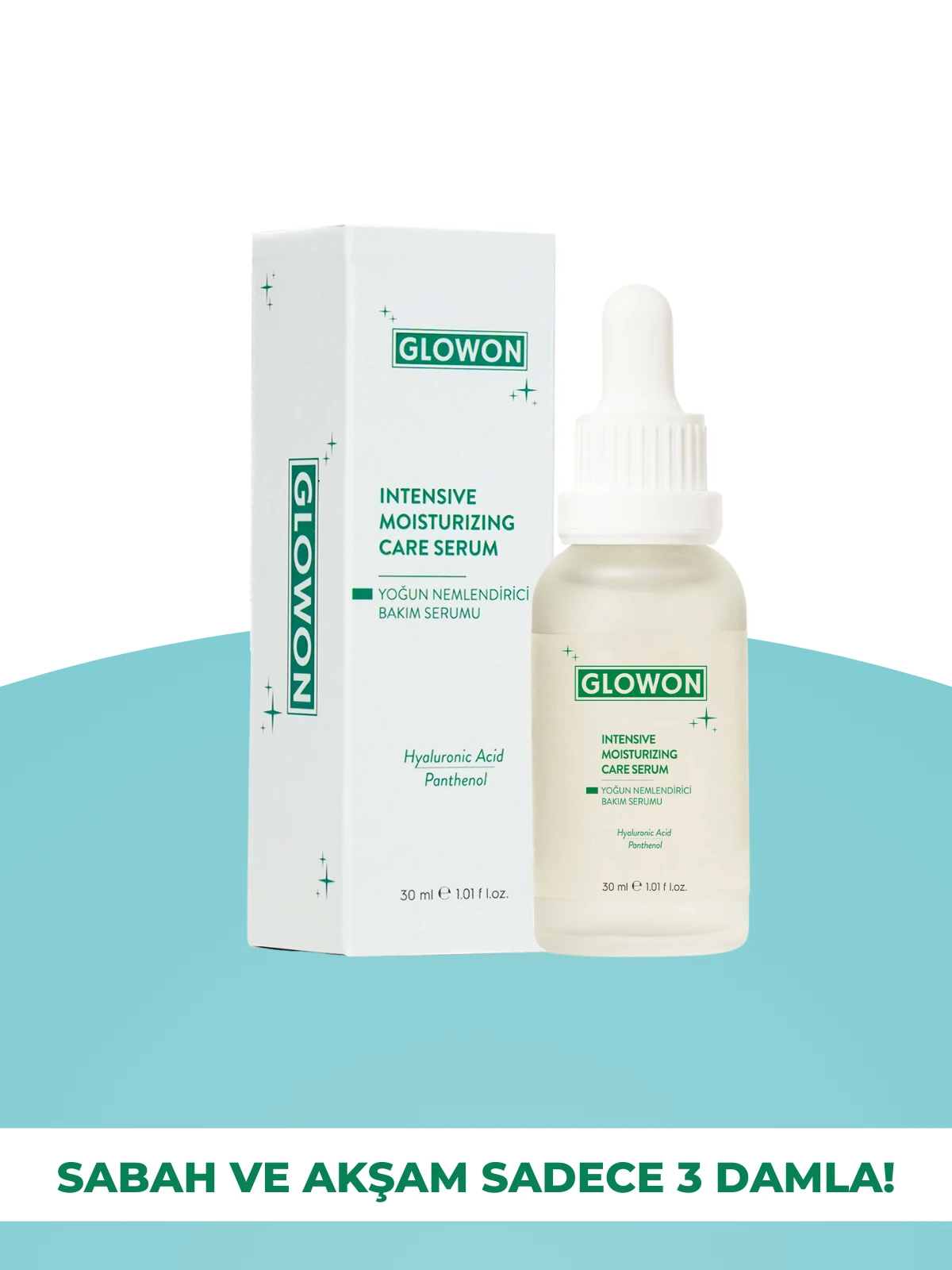 GLOWON Hyaluronik Asit ve Panthenol İçeren Yoğun Nemlendirici Bakım Serumu 30ml