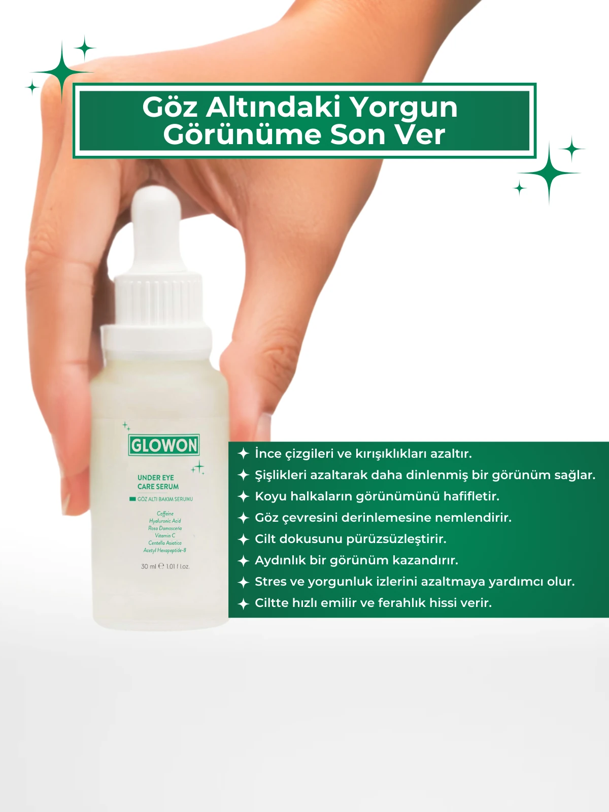 GLOWON Retinol ve Göz Altı Serumu İçeren Yoğun Gece Bakım İkili Set