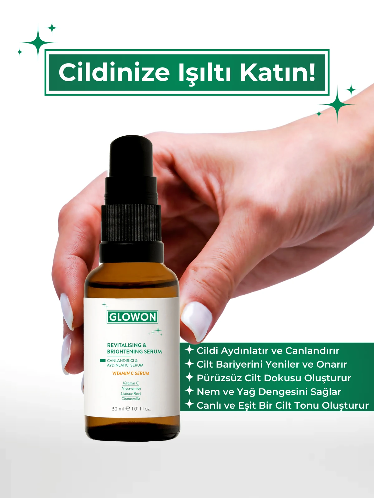 GLOWON C Vitamini ve Leke Karşıtı Serum İçeren Cilt Aydınlatıcı İkili Set