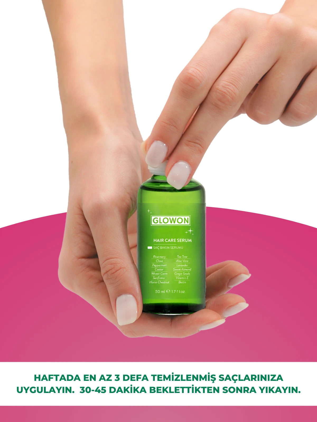 GLOWON Biberiye ve 27 Doğal Yağ İçeren Saç Dökülmesine Karşı Onarıcı Saç Bakım Serumu 50ml