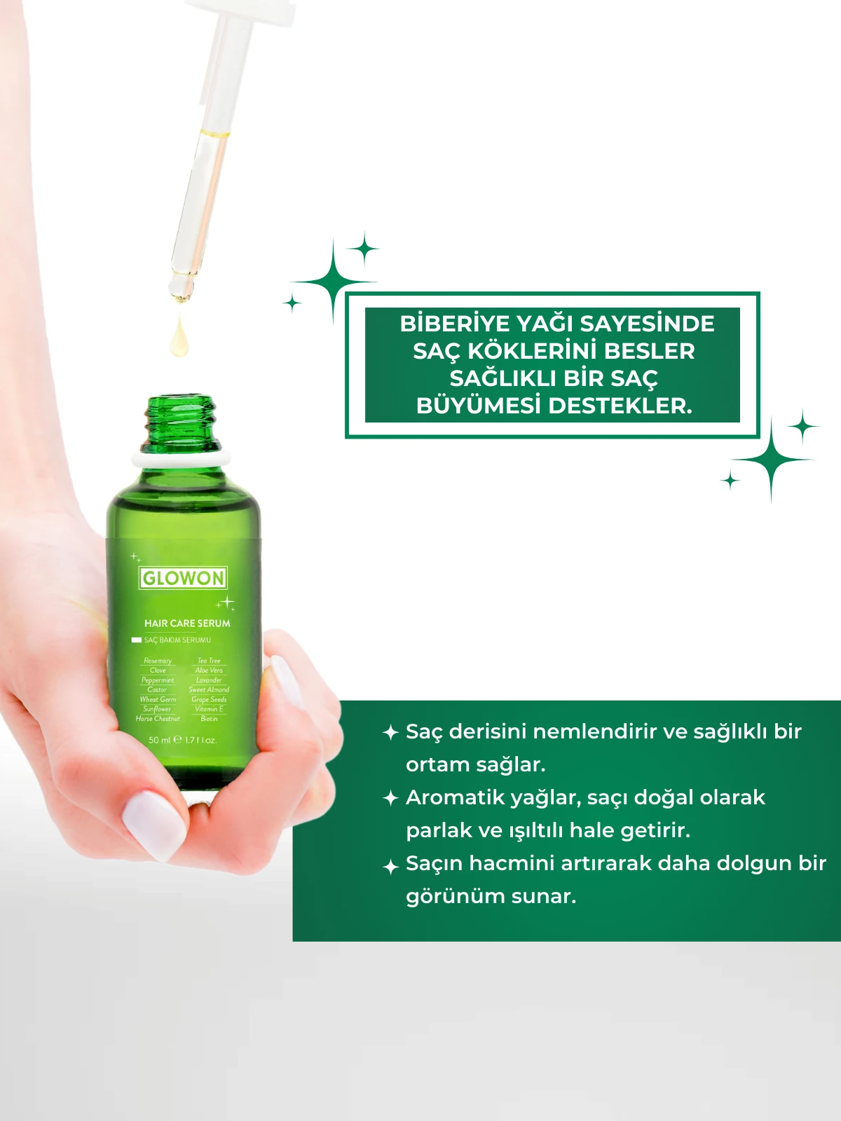 GLOWON Kolajen & Keratin İçeren 3'lü Saç Bakım Seti Şampuan, Serum, Maske - Hacim ve Onarım