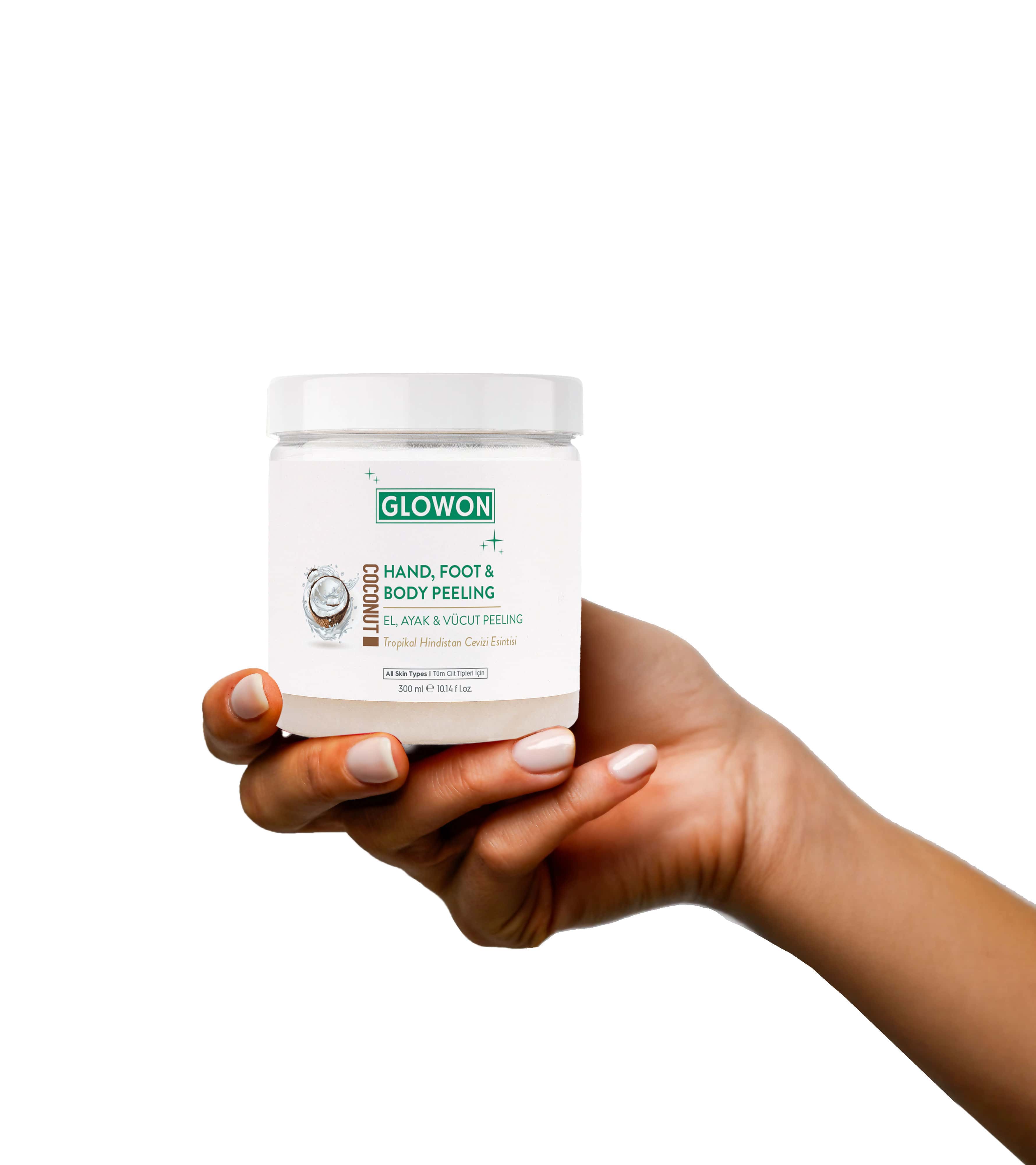 Glowon El, Ayak ve Vücut Peeling Tropikal Hindistan Cevizi Esintisi 300 ml
