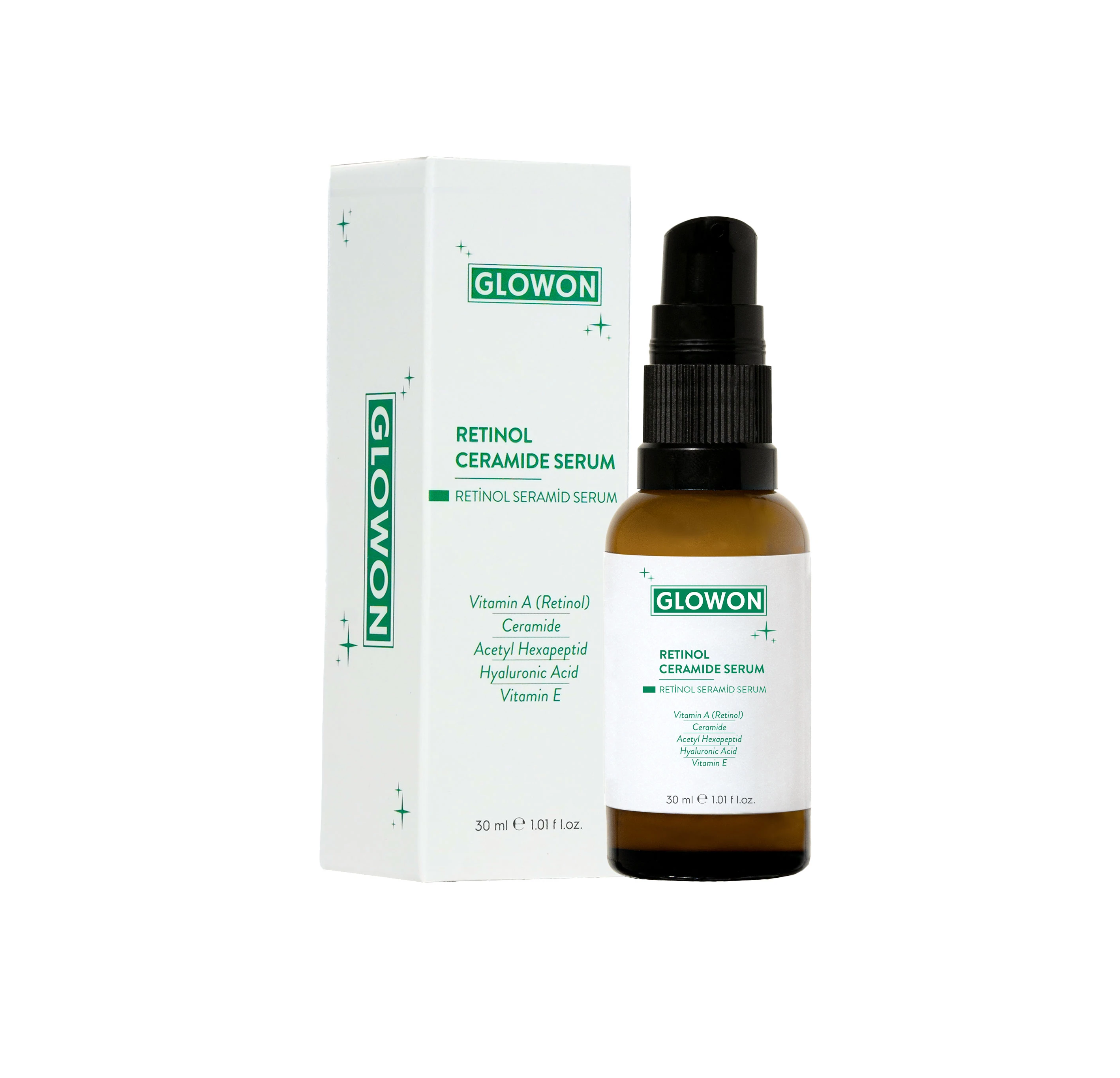 GLOWON Retinol ve Yoğun Nemlendirici Serum İçeren Cilt Yenileyici İkili Set