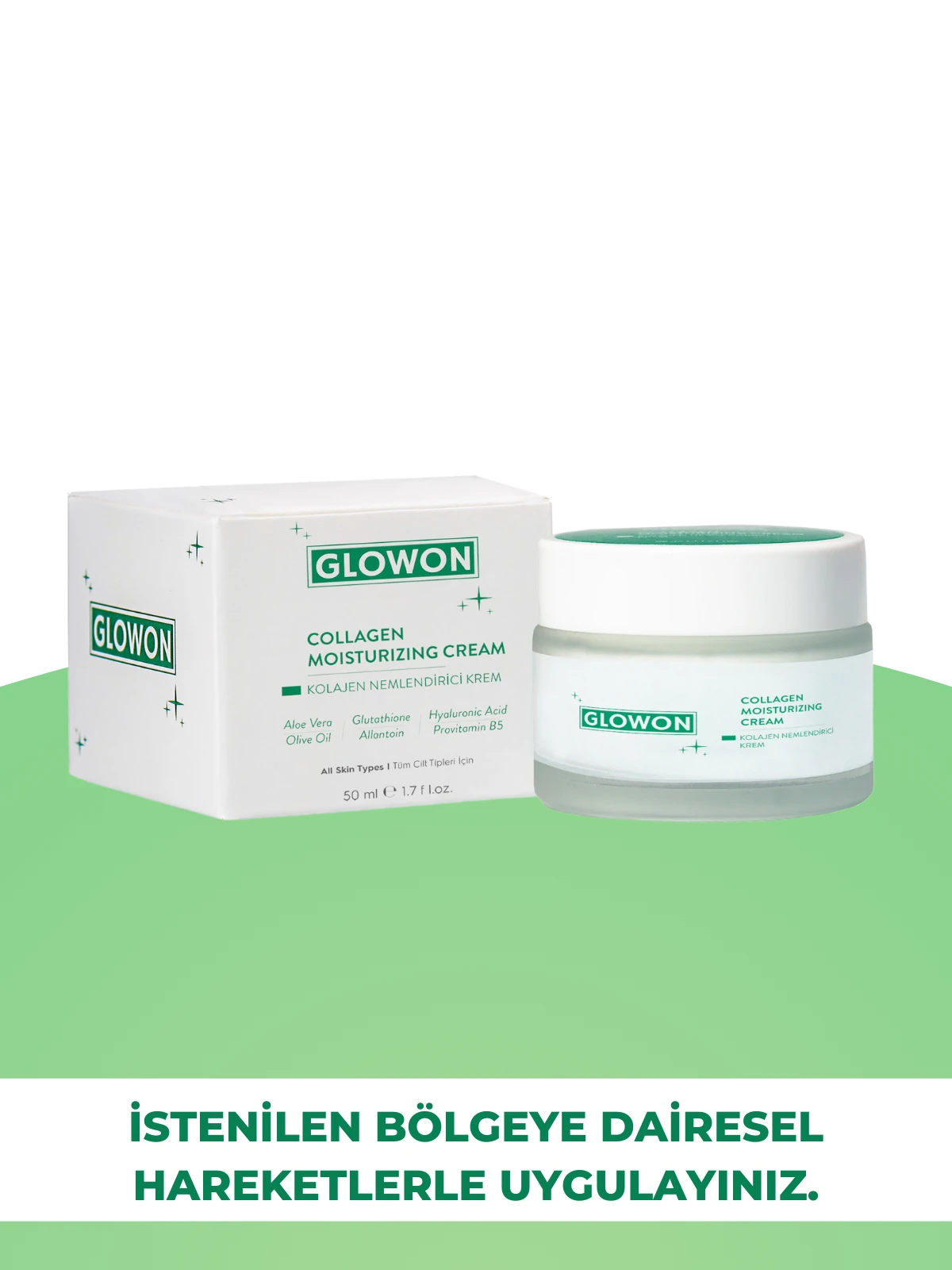 GLOWON Kolajen ve Hyaluronik Asit İçeren Yaşlanma Karşıtı Yoğun Nemlendirici Krem 50ml