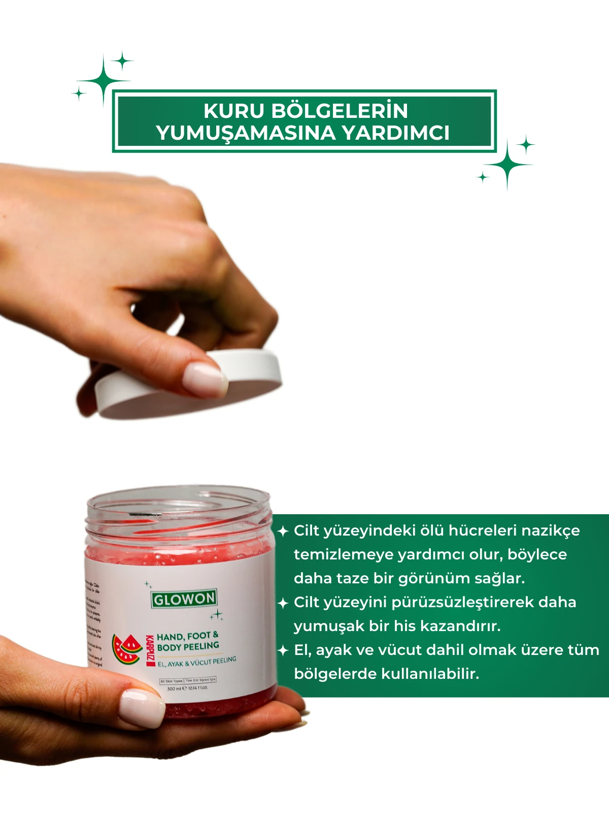 GLOWON Vücut Peelingi, Roll-On ve Nemlendirici Krem İçeren Kapsamlı Vücut Bakım Seti 3'lü