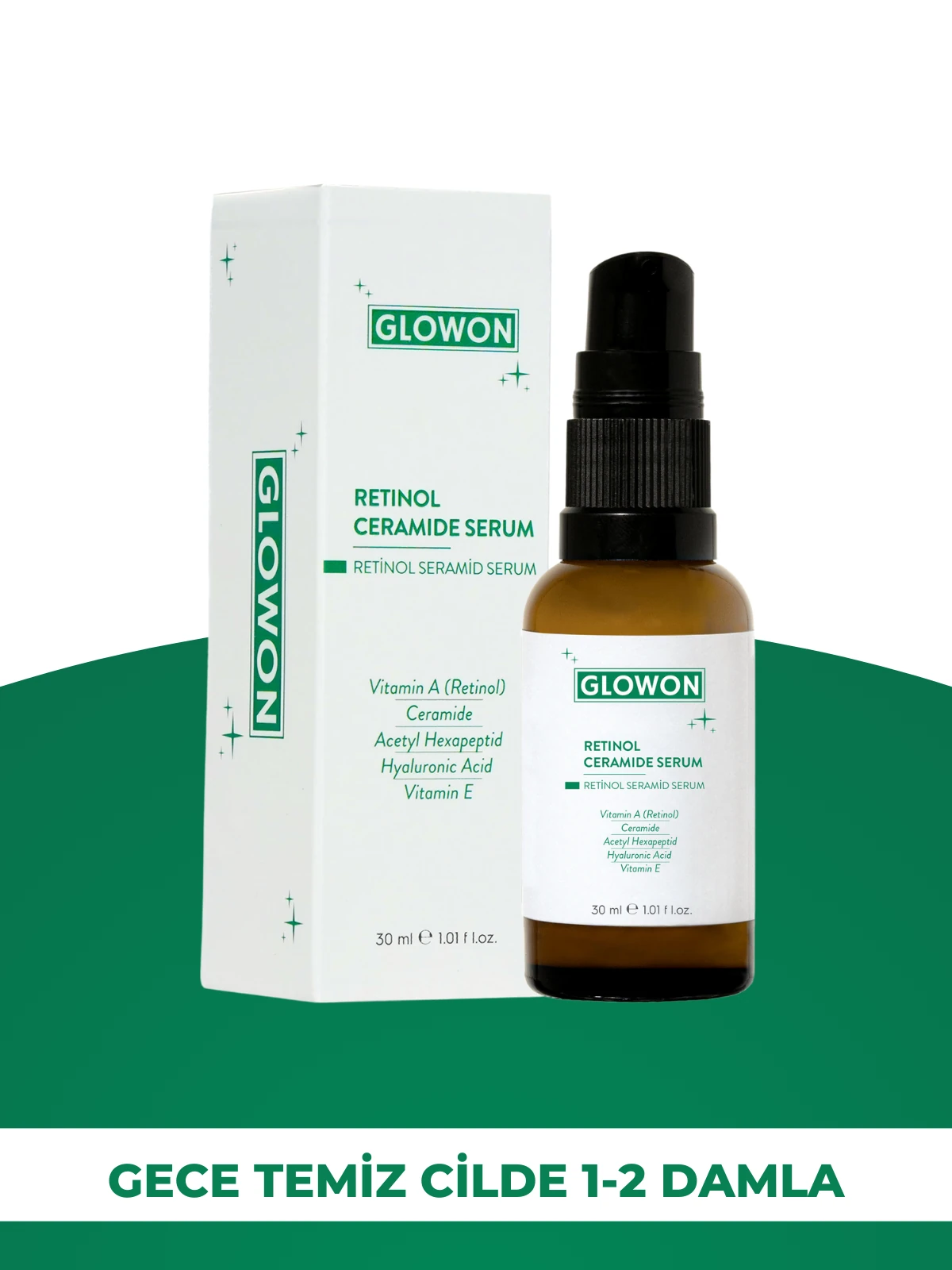 GLOWON Retinol ve Seramid İçeren Kırışıklık Karşıtı ve Hücre Yenileyici Serum 30ml