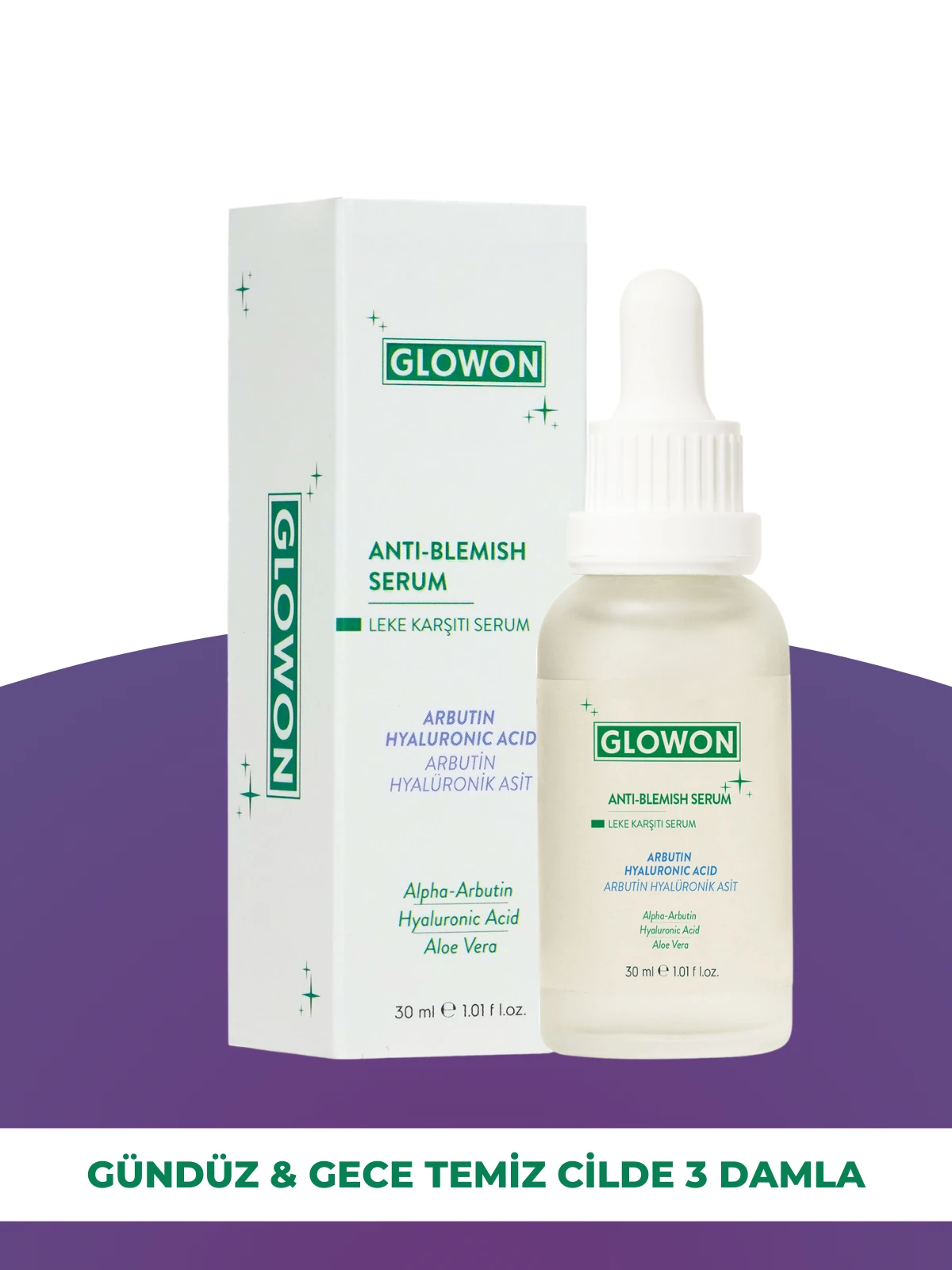 GLOWON Alpha Arbutin ve Hyaluronik Asit İçerikli Leke Karşıtı Serum 30ml