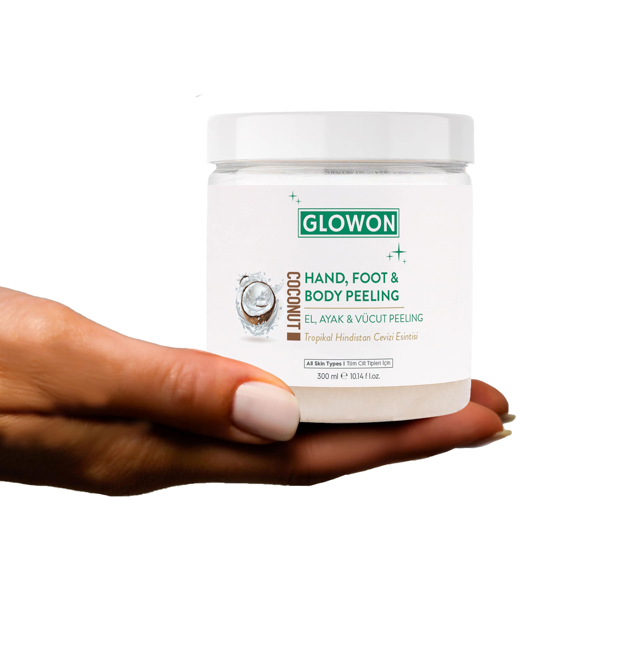 Glowon El, Ayak ve Vücut Peeling Tropikal Hindistan Cevizi Esintisi 300 ml
