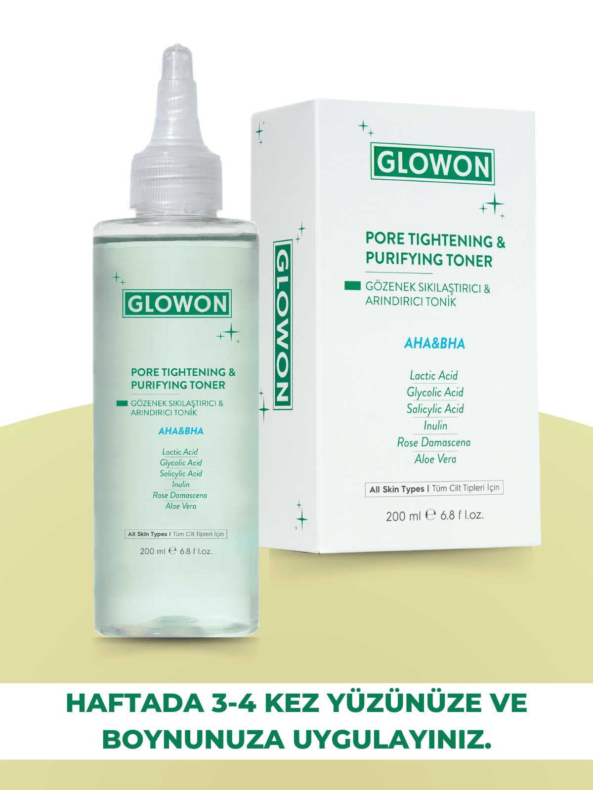 GLOWON GÖZENEK SIKILAŞTIRICI VE ARINDIRICI TONİK – AHA&BHA 200 ML