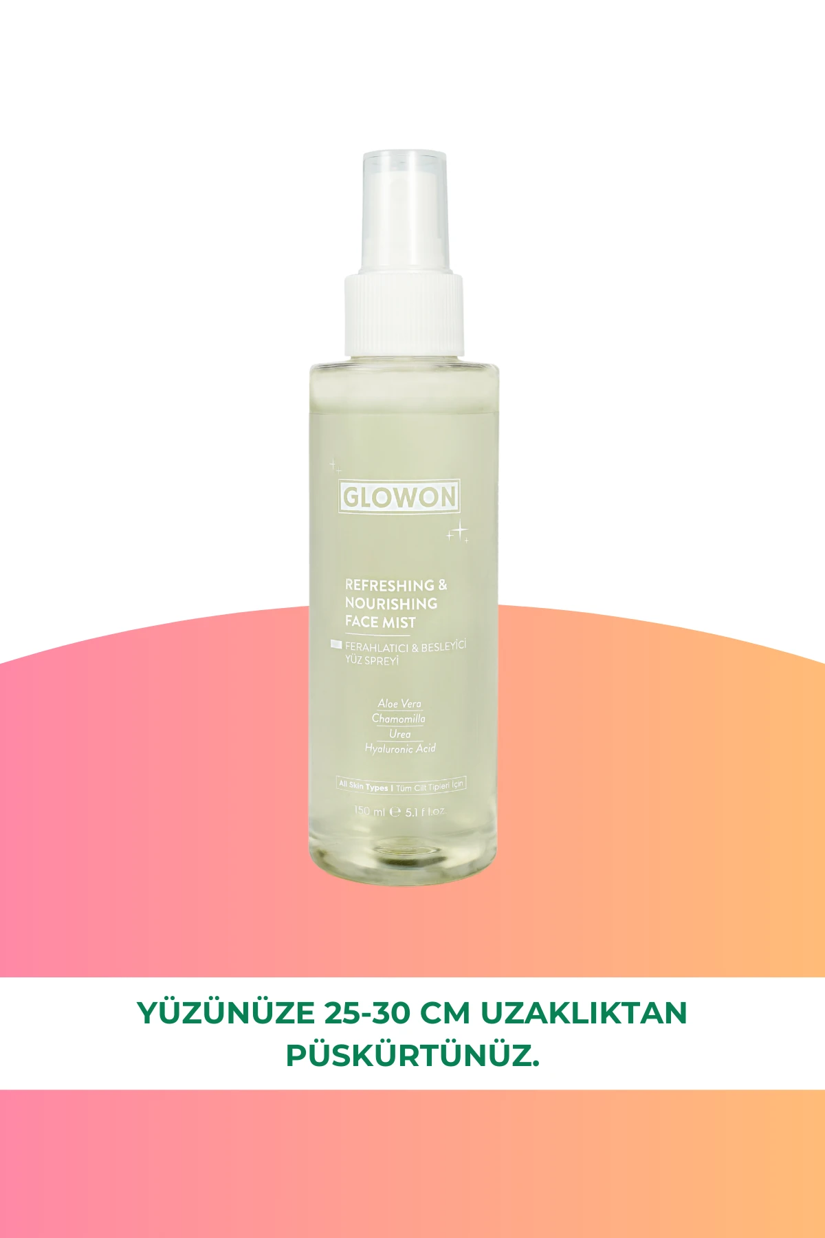 GLOWON Hyaluronik Asitli Nemlendirici ve Ferahlatıcı Yüz Spreyi 150ml