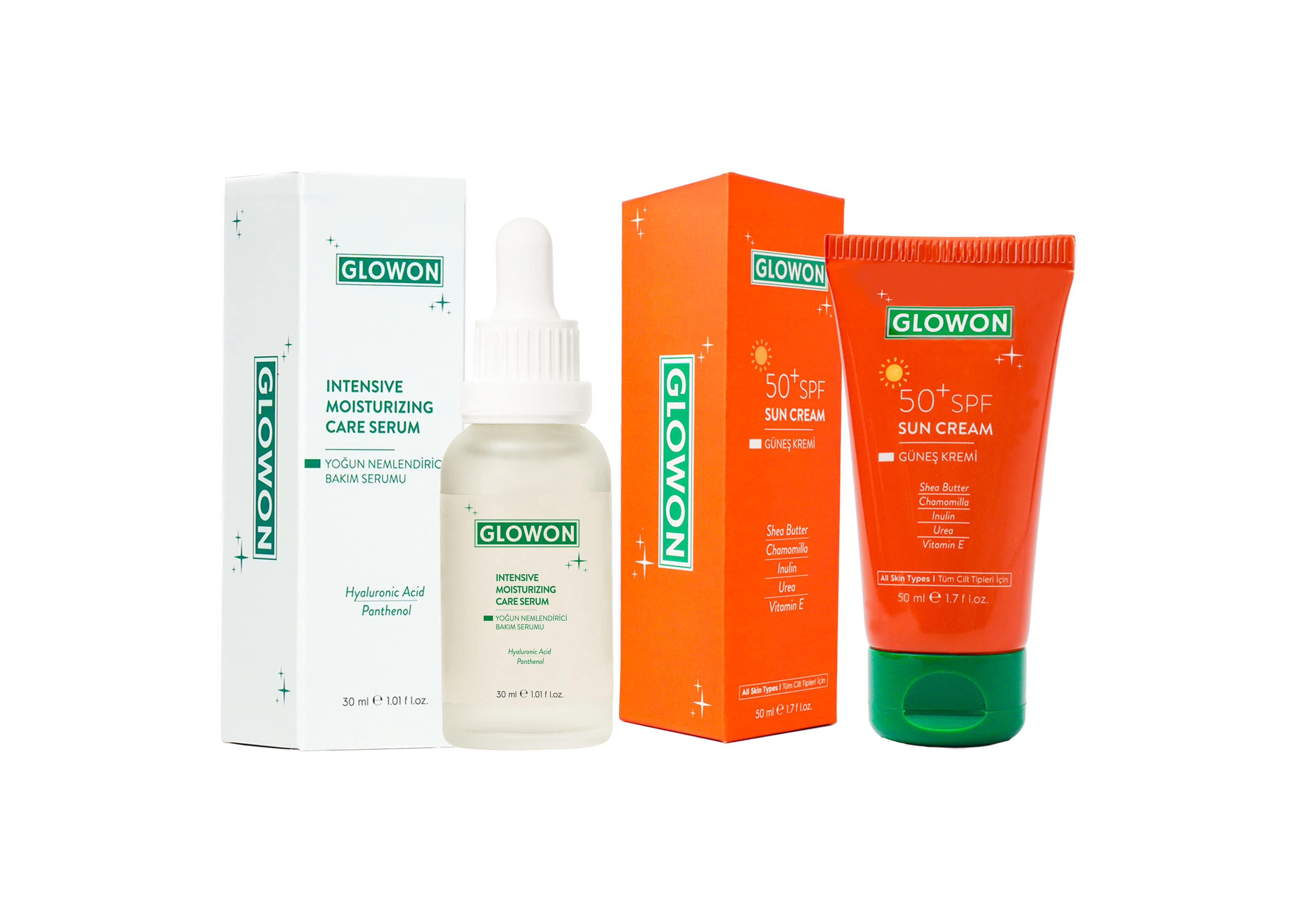 GLOWON Nemlendirici Serum ve SPF Korumalı Güneş Kremi İçeren Kışa Özel Bakım İkili Set
