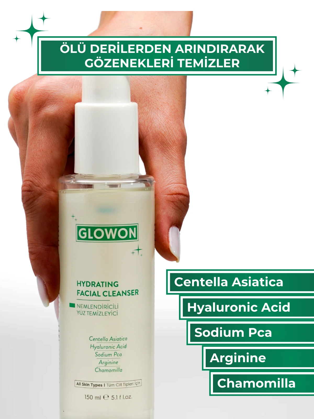 GLOWON Nemlendirici ve Yatıştırıcı Makyaj Temizleme Jeli 150ml - Hassas Ciltler İçin