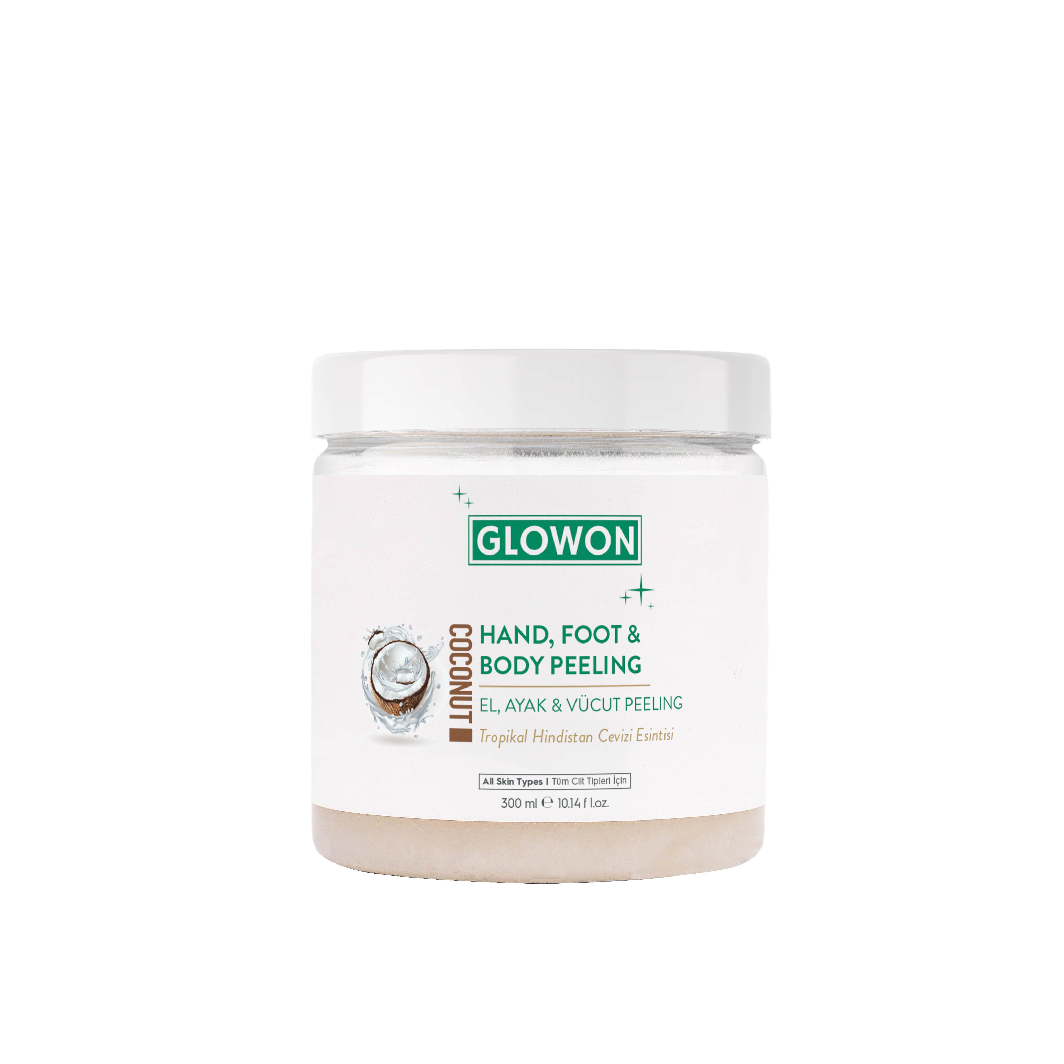 Glowon El, Ayak ve Vücut Peeling Tropikal Hindistan Cevizi Esintisi 300 ml