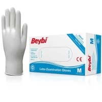 Beybi Pudralı Lateks Muayene Eldiveni Orta Boy Medium 100 Lü