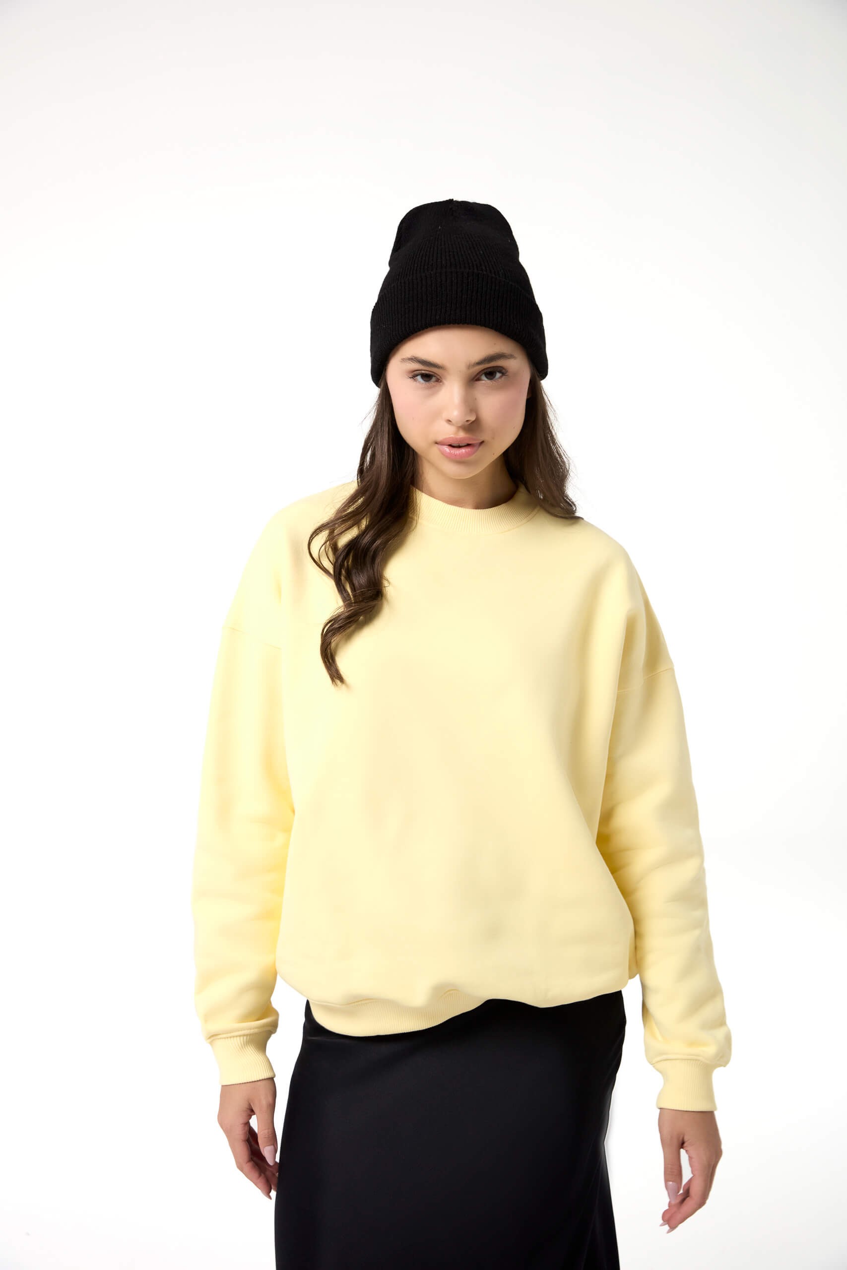 Logo Nakışlı Oversize Basic Sweatshirt - Sarı