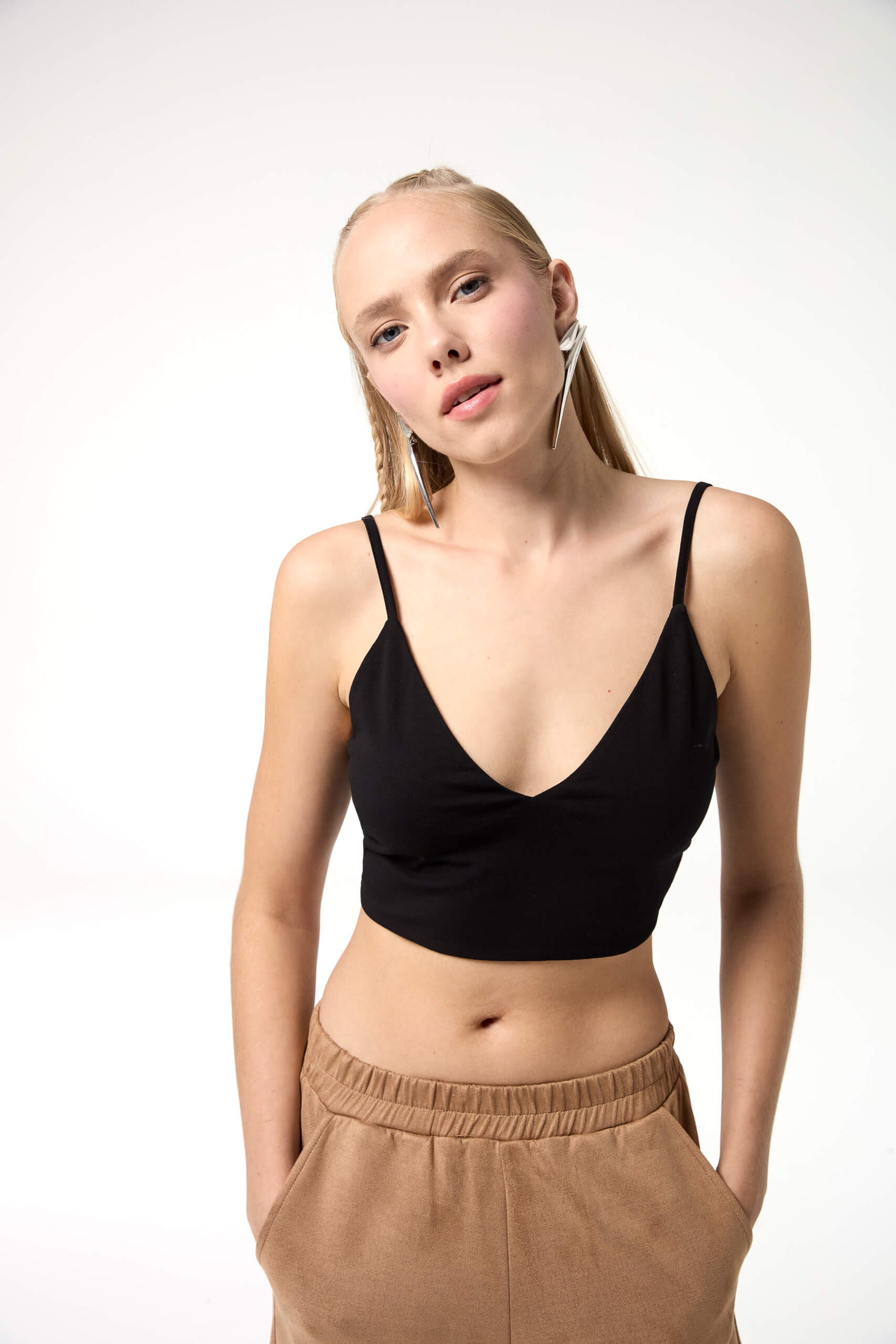 İnce Askılı V Yaka Basic Bralet