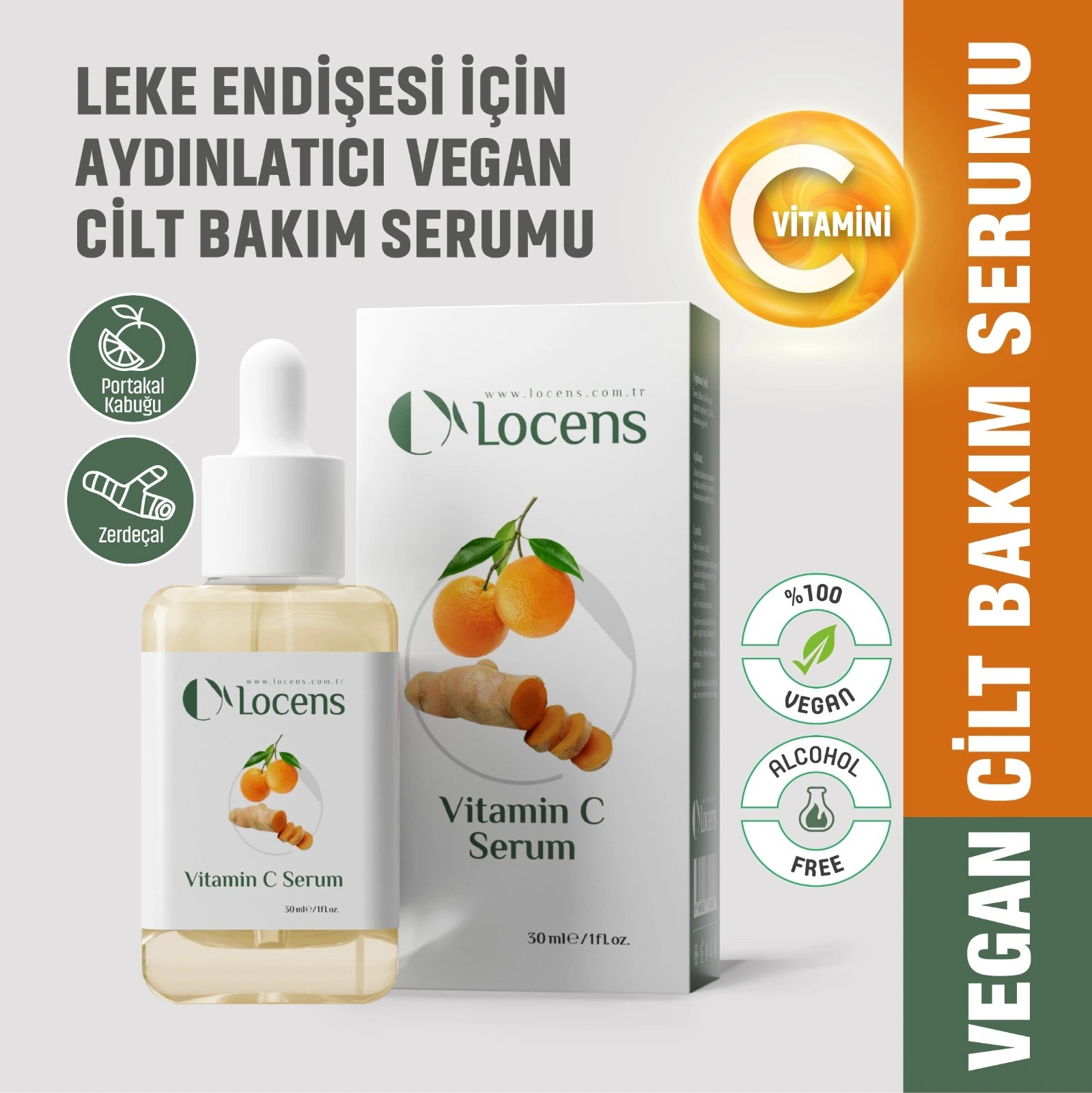 Leke Endişesi İçin Aydınlatıcı C Vitamini Vegan Cilt Bakım Serumu