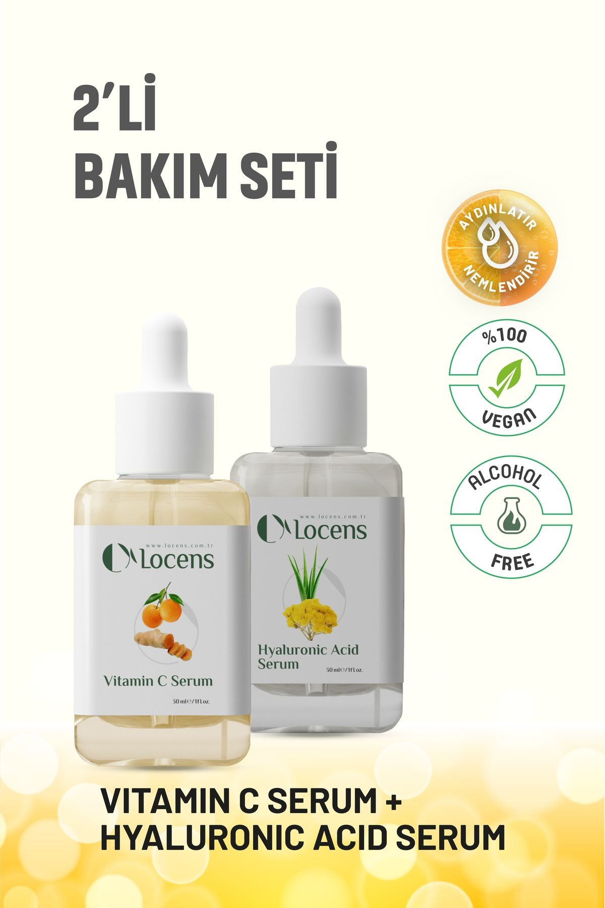 2'li Fırsat Cilt Bakım Serum Seti - Vitamin C Serum Ve Hyaluronic Acid Serum