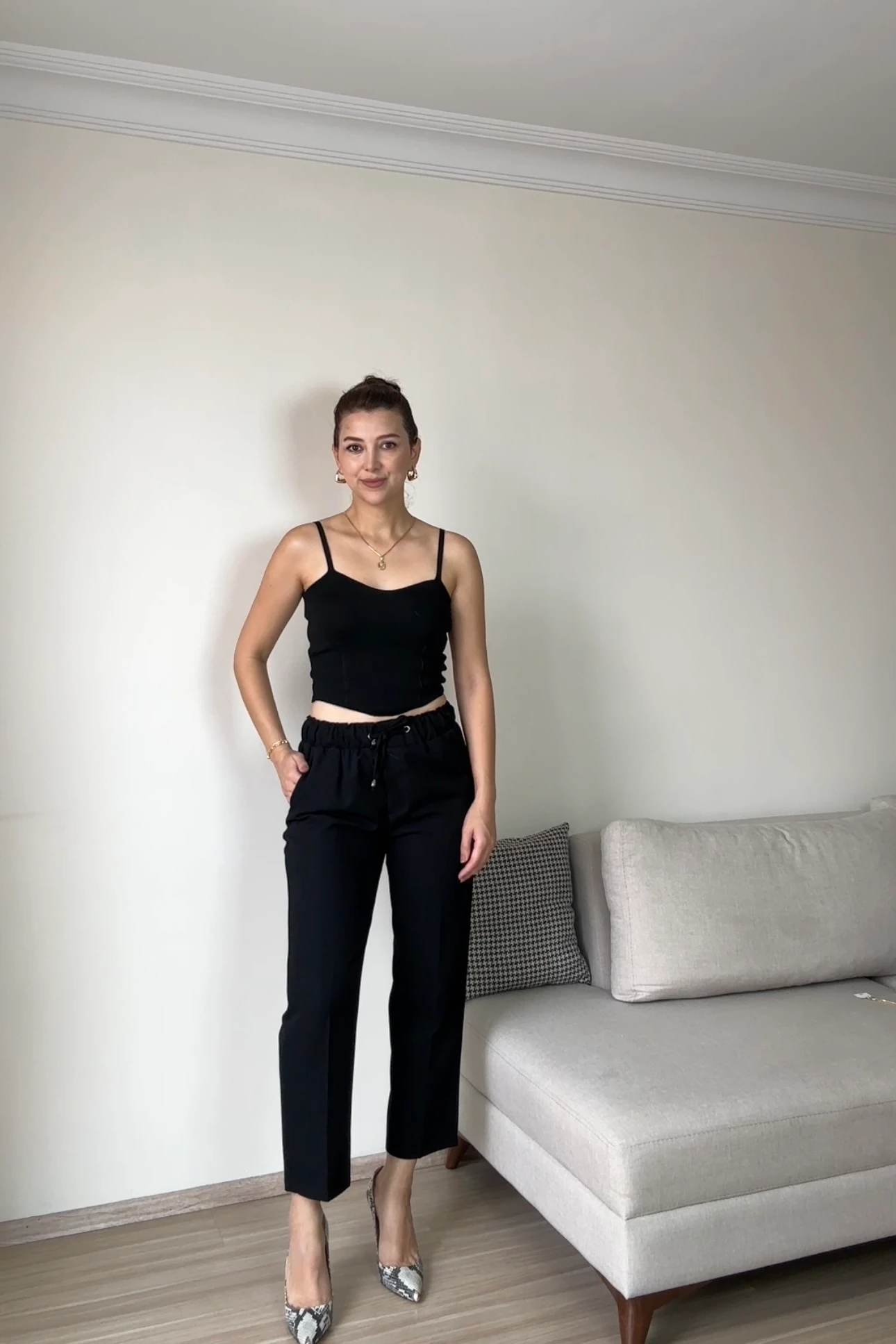 DOUBLE KREP KUMAŞ HAVUÇ PANTOLON - Siyah