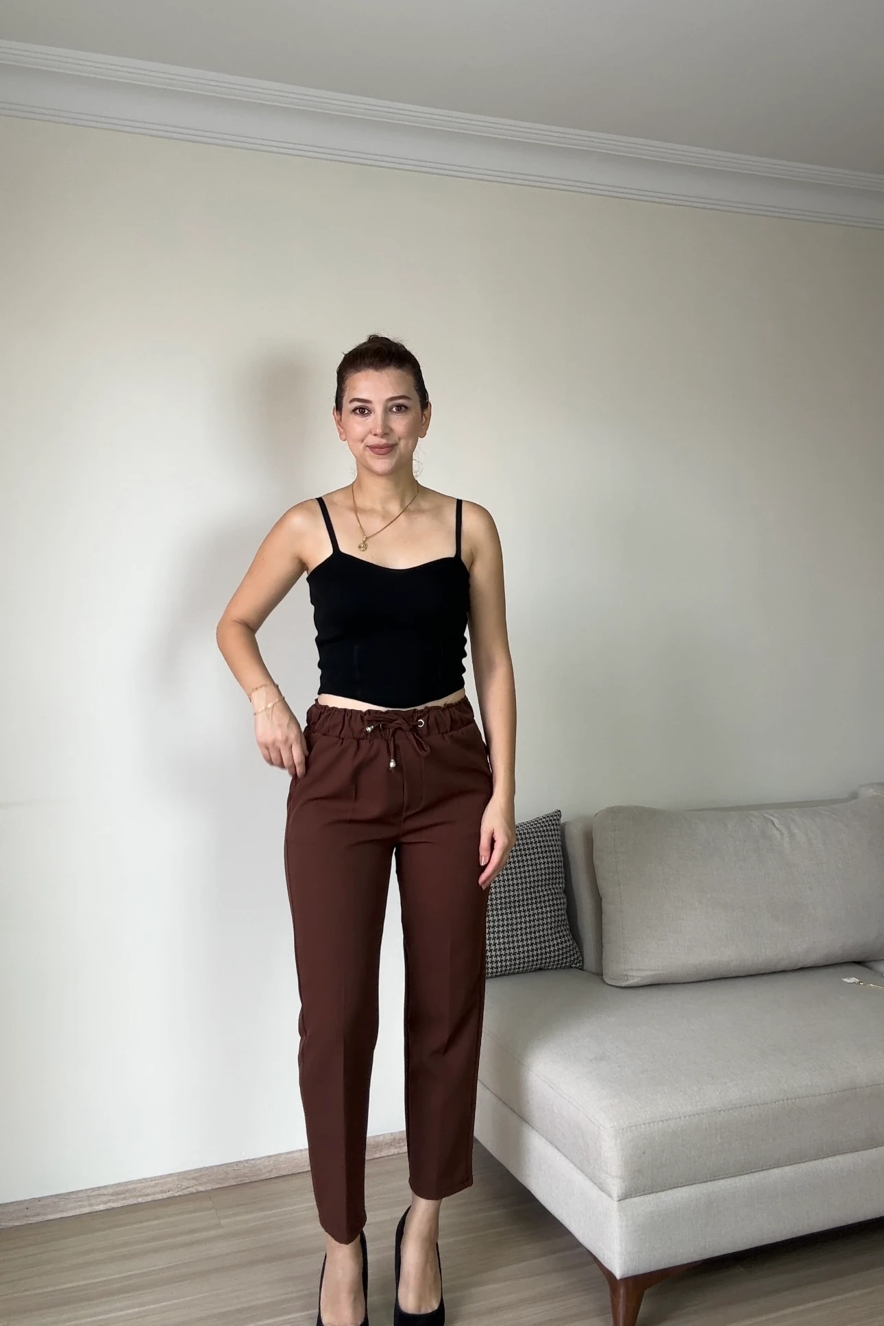 DOUBLE KREP KUMAŞ HAVUÇ PANTOLON - Kahverengi