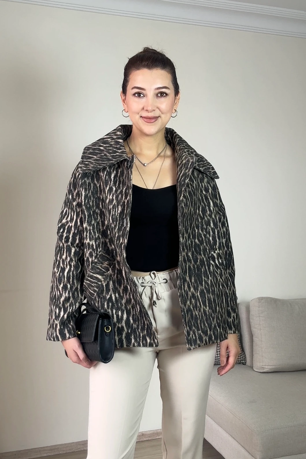 LEOPAR DESENLİ PREMIUM CEKET