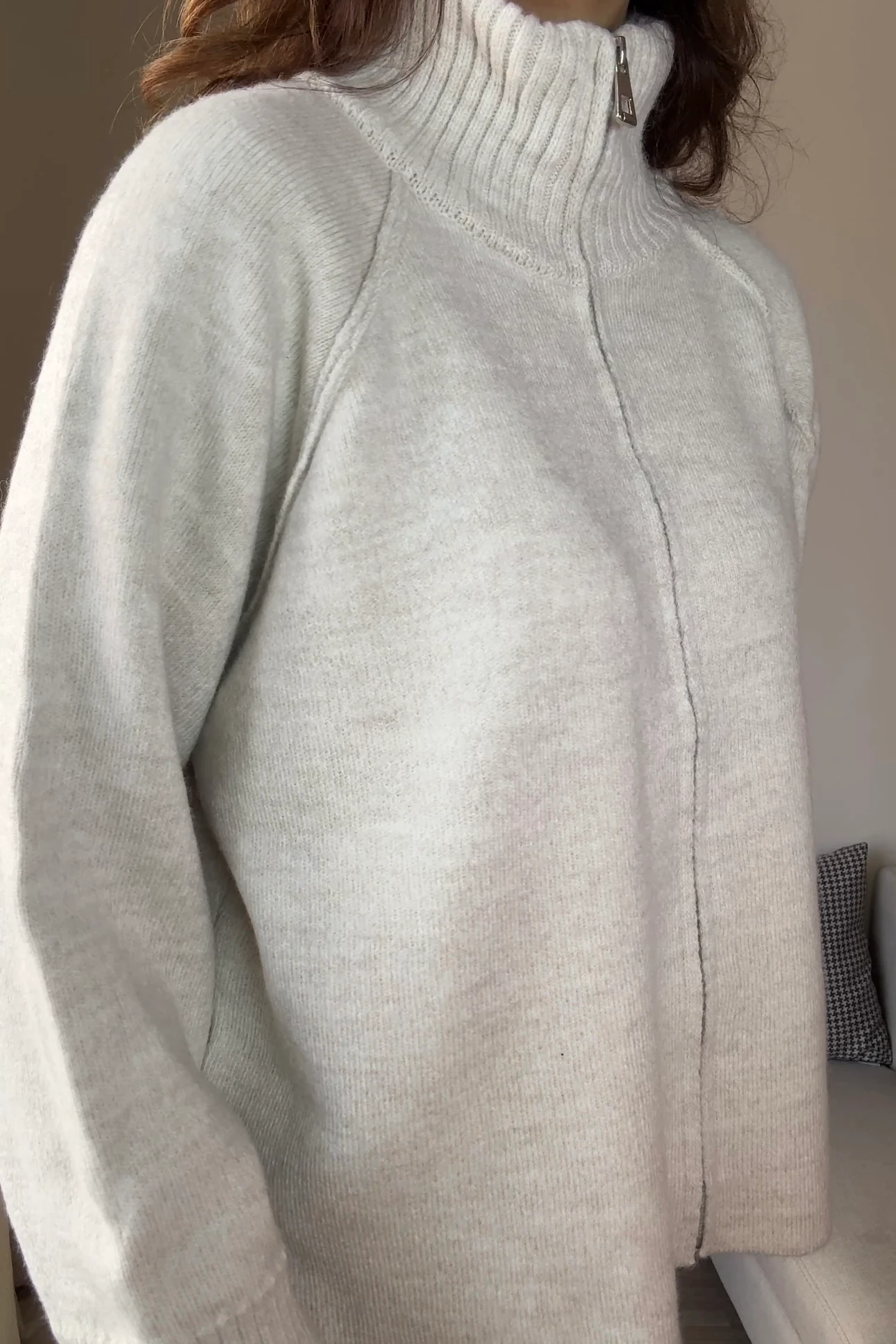 DİK YAKA FERMUARLI KALIN TRİKO HIRKA