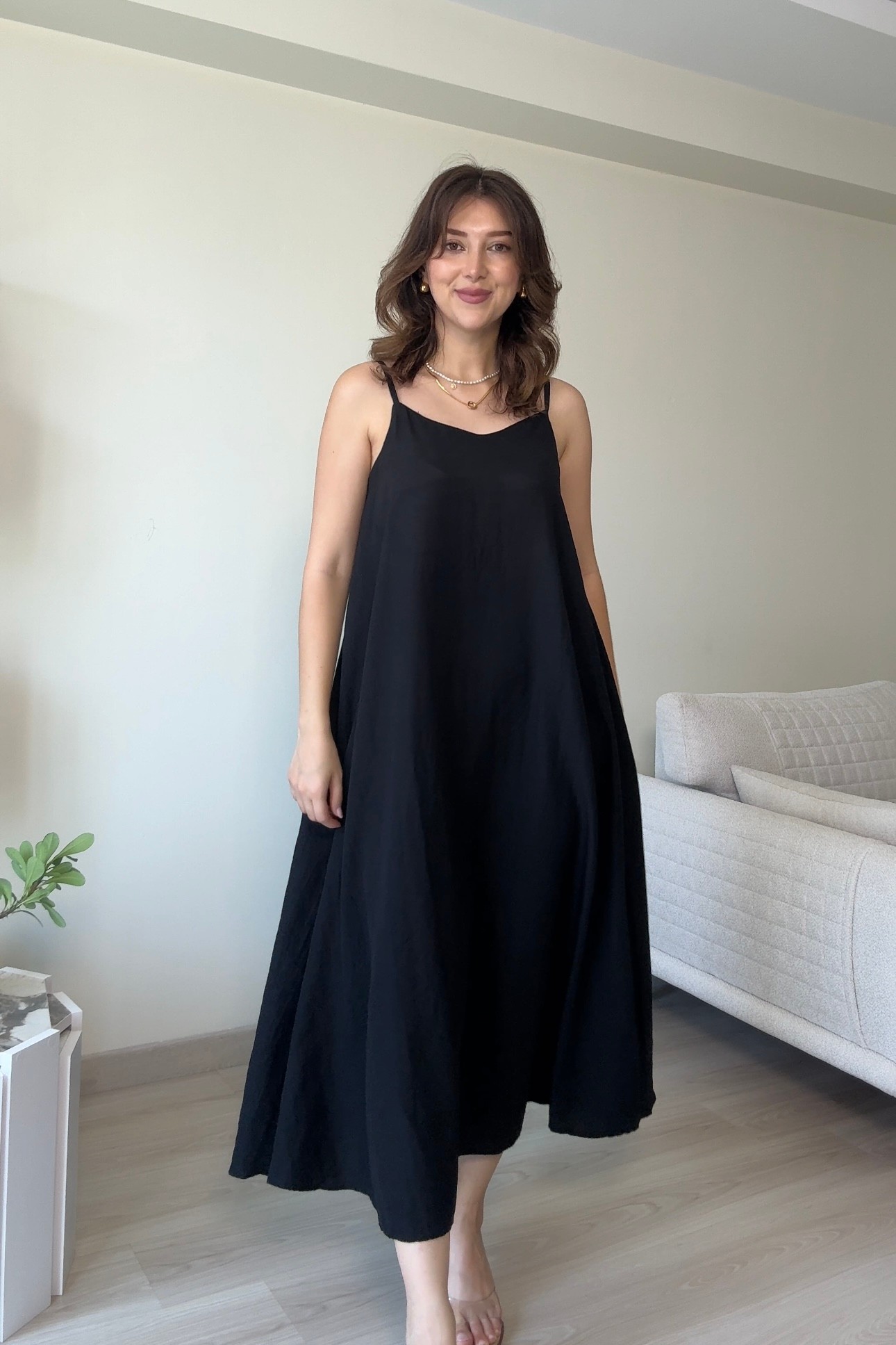 ASKILI AEROBİN KUMAŞ MİDİ ELBİSE