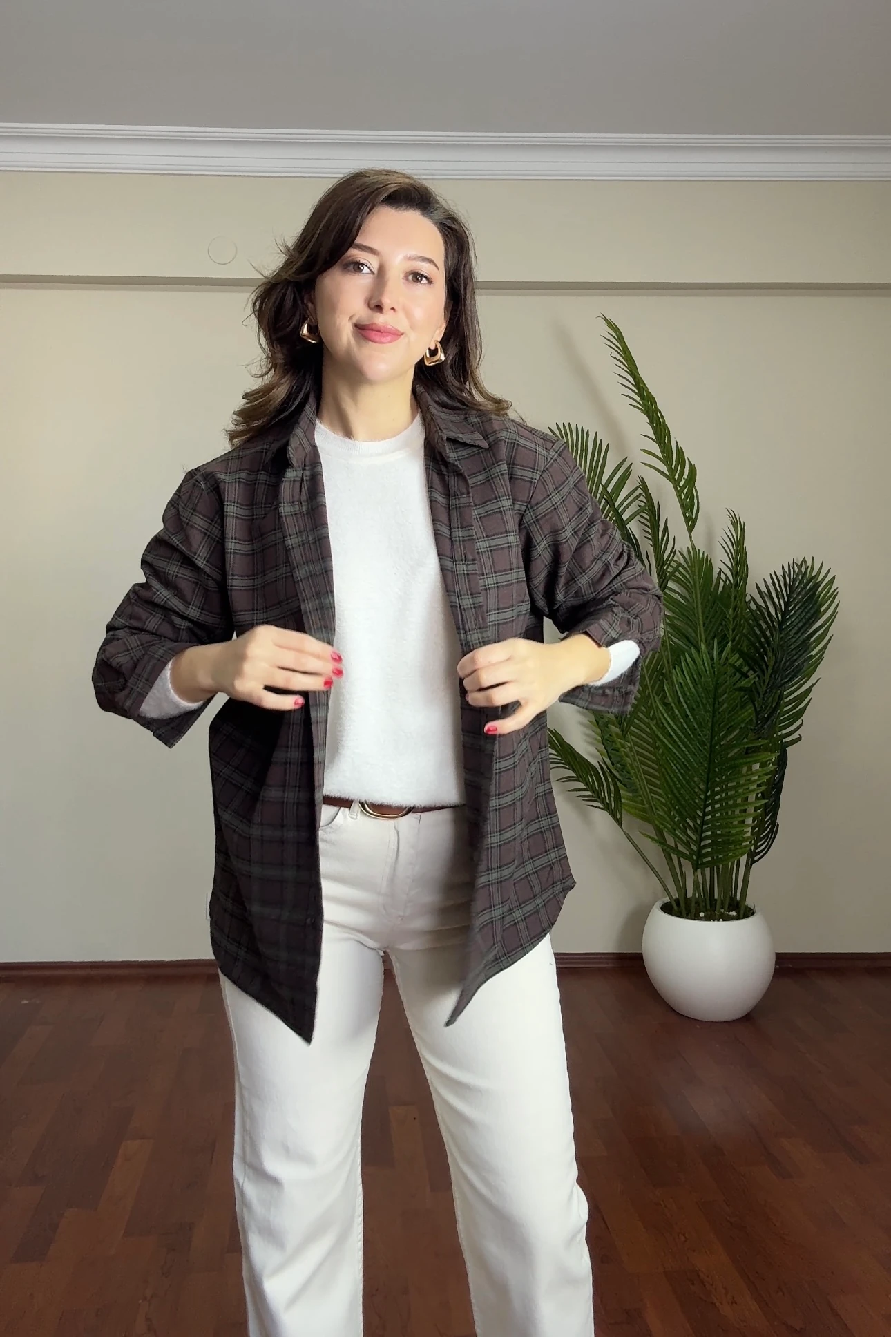 KALIN PAMUKLU EKOSE GÖMLEK - Kahve/Haki